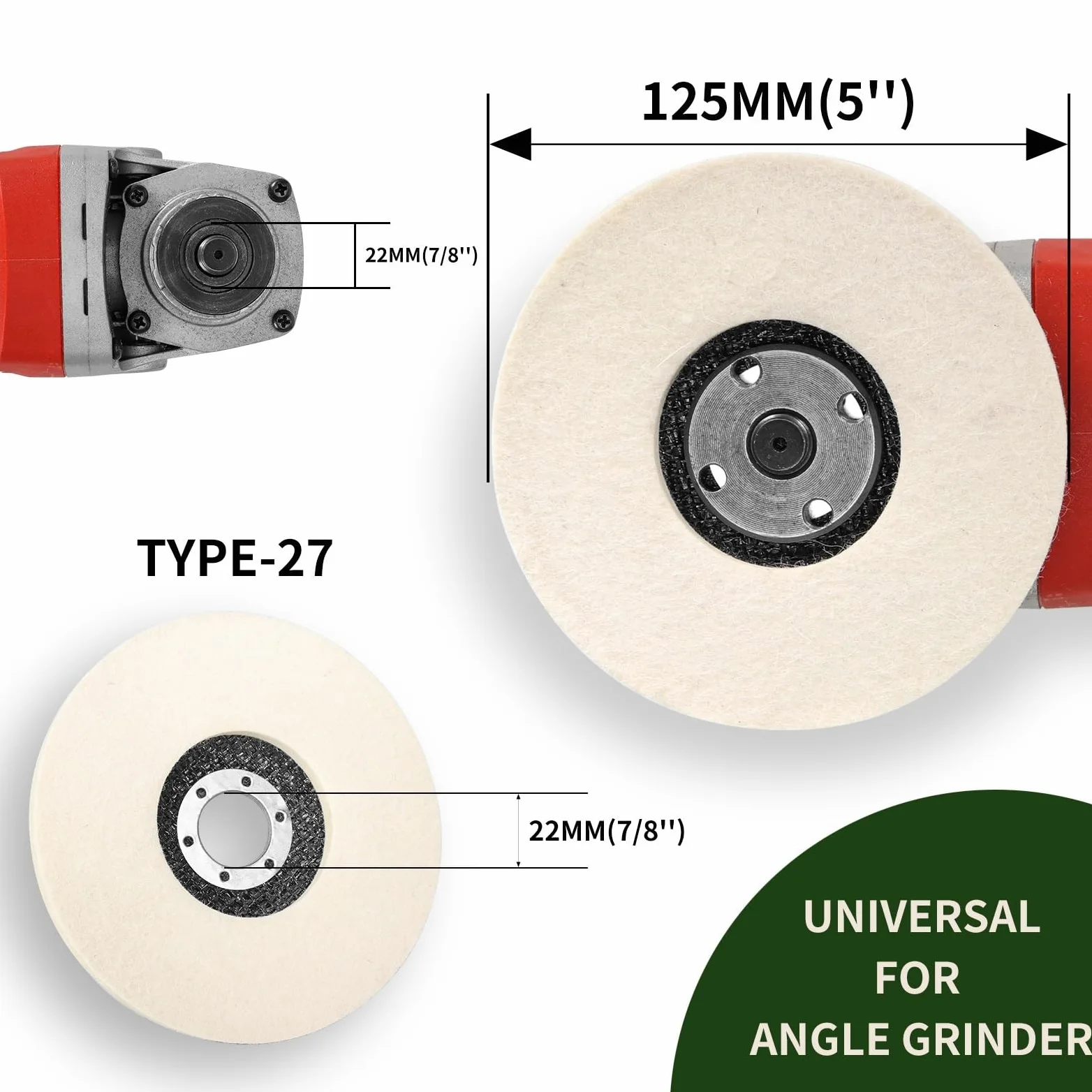 Ruedas de Pulido, Discos de Aletas Rueda de Pulido de Lana Almohadillas de Pulido Rueda de Amoladora Angular Disco de Pulido de Fieltro/10Pcs/100Mm