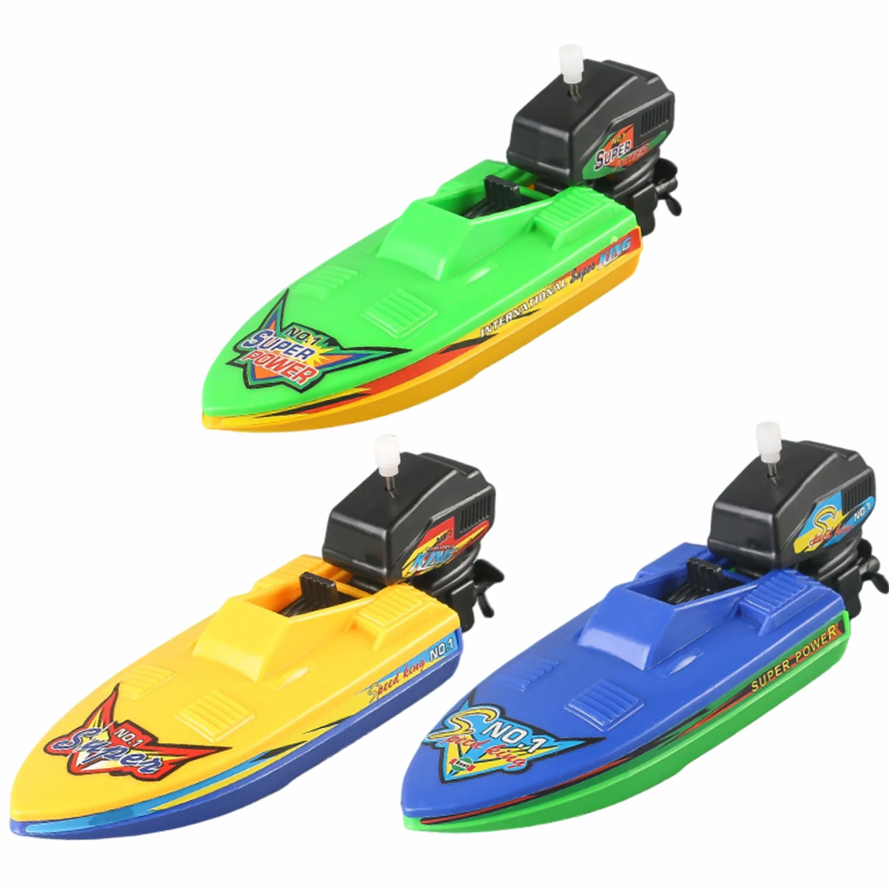 Barco de Juguete Flotante a Cuerda 3 Piezas Lancha Motora para Baño Niños +3 Años