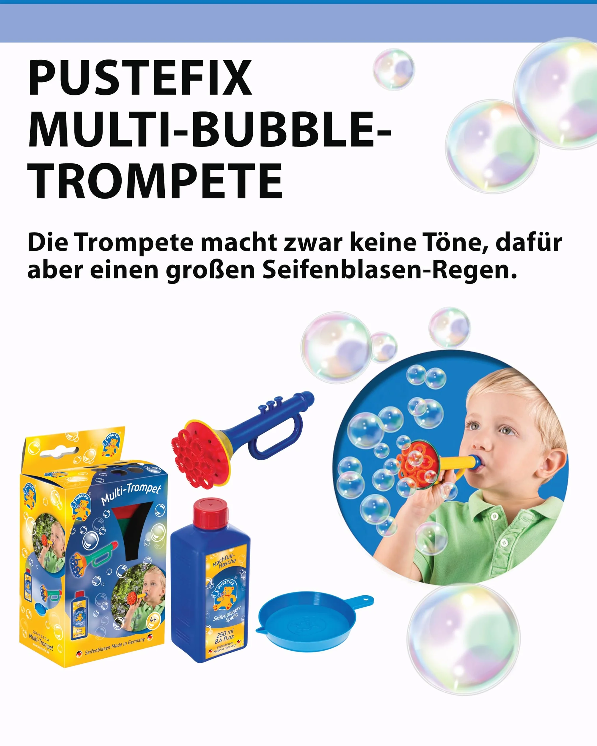 Multi Trompeta, Juego para Hacer Pompas de Jabón, 250 ml