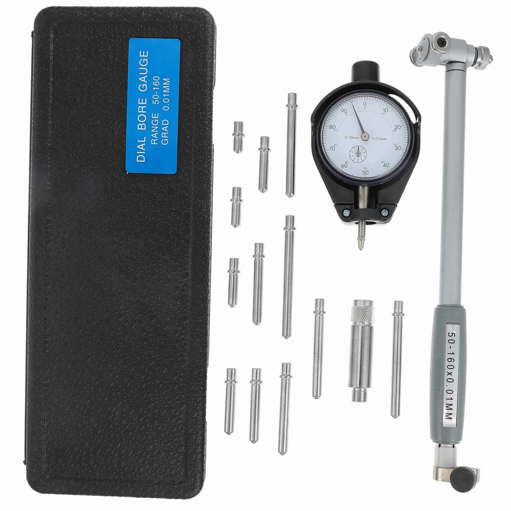 ULTECHNOVO Calibre de Orificios de Medición Manual de Precisión, 50-160mm, 0,01mm, Acero, para Reparación de Vehículos | Acero Negro, 1 Juego, Medición Manual Precisa, Uso en Reparación de Vehículos