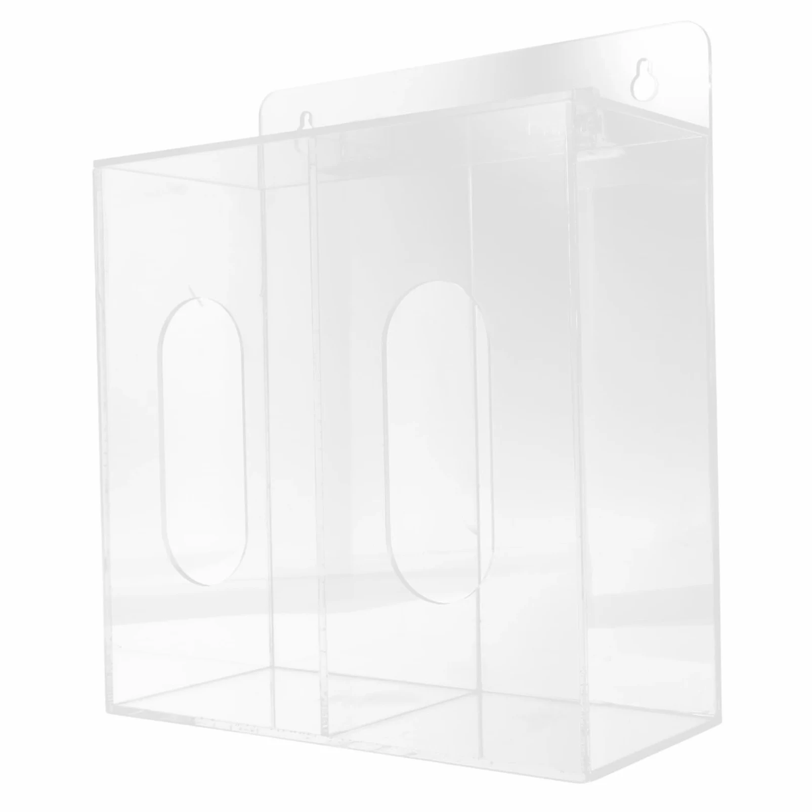 Dispensador para Almacenamiento Multifuncional con Dos Compartimentos de Acrílico de Guantes y Diseño Ahorrador de Espacio Montado en Pared para Laboratorios