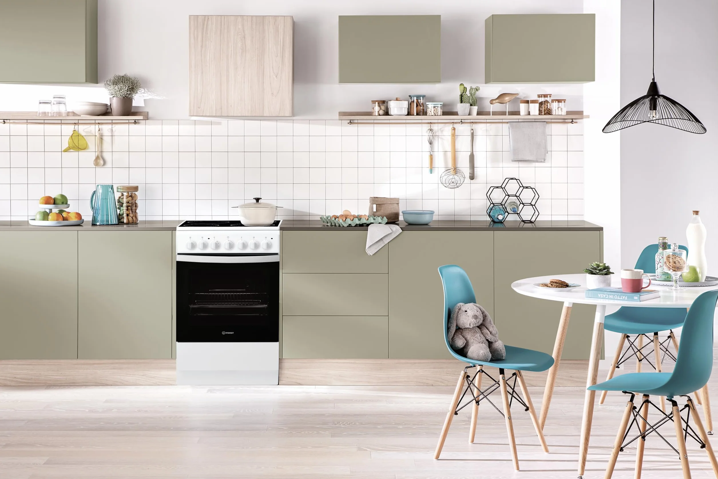 Indesit IS5V4PHW/E Cocina Eléctrica de Libre Instalación, 50 cm, Blanco
