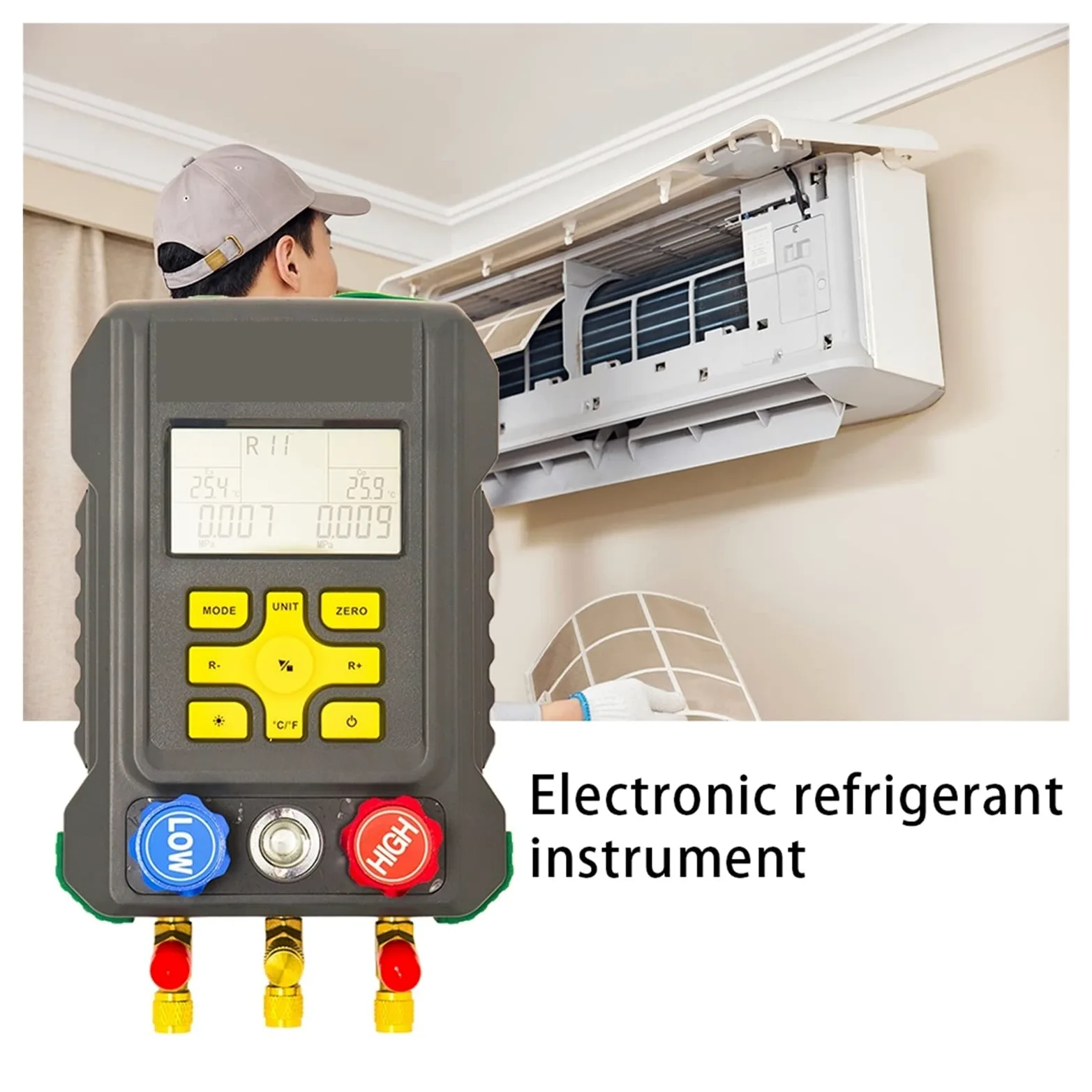 DY521 Digital Manifold Meter Refrigeration Vacuum Gauge Pressure Temperature Tester Air Conditioning Tools,Alta precisión(A)