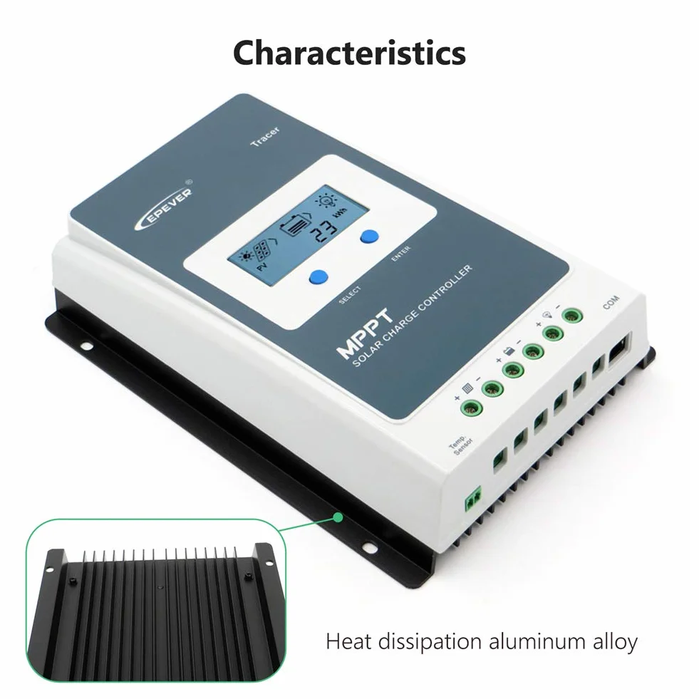 EPEVER® 20A MPPT Controlador de Carga Solar Identificación Automática de 12V/24V con Pantalla LCD para Estaciones Base de Comunicación y Sistemas Domésticos - Tracer 2210AN
