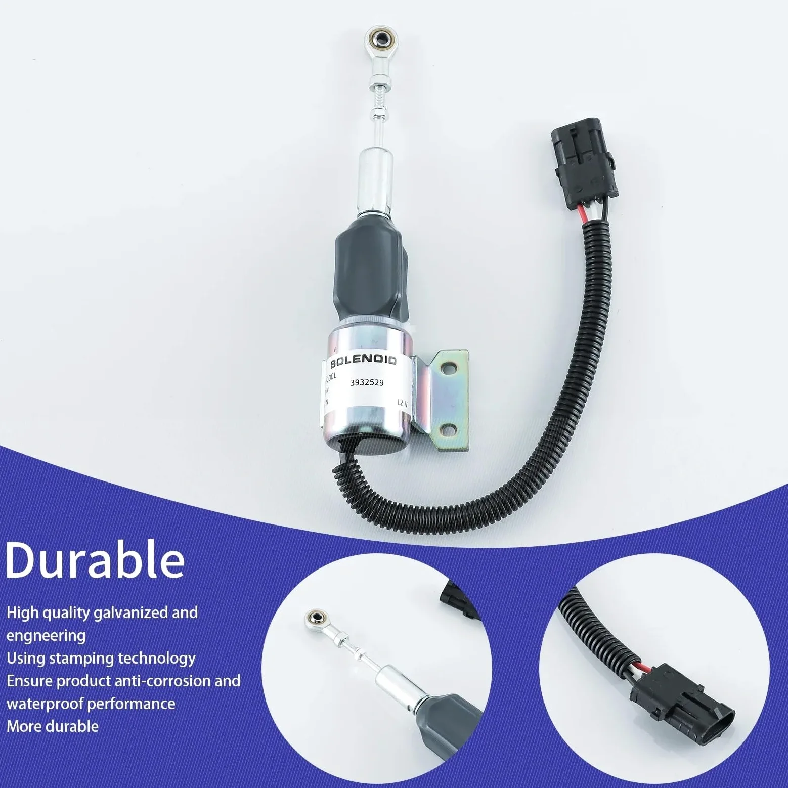 Solenoide de corte de combustible Solenoide de corte de combustible de 24 V 3932530 3939701 SA-4756-24 SA-4891-24 Compatible con Komatsu PC200-6 Compatible con Hyundai R250-7 R220-5