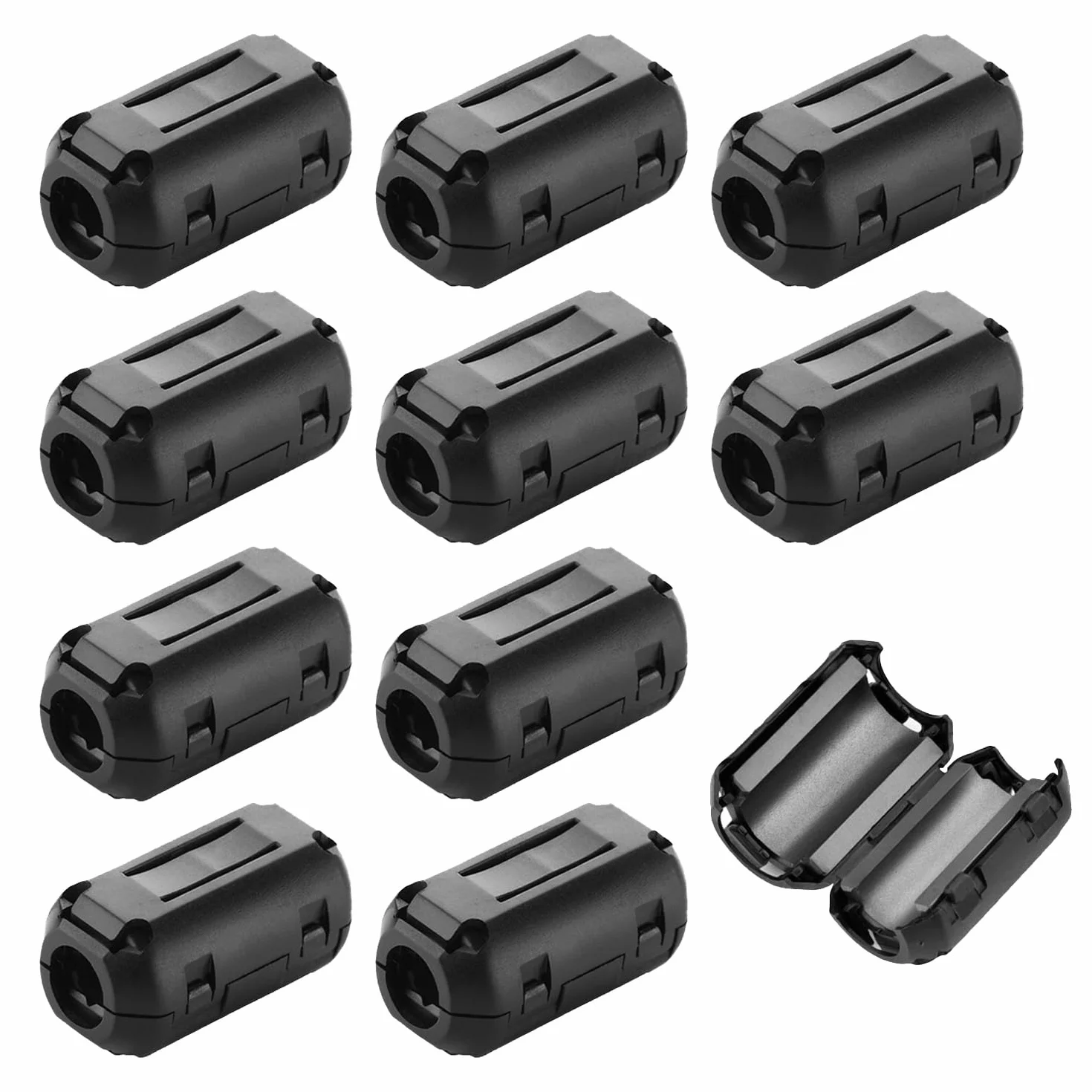 10 anillos magnéticos antiinterferencias extraíbles para filtro de alta frecuencia, núcleos de ferrita (negro)