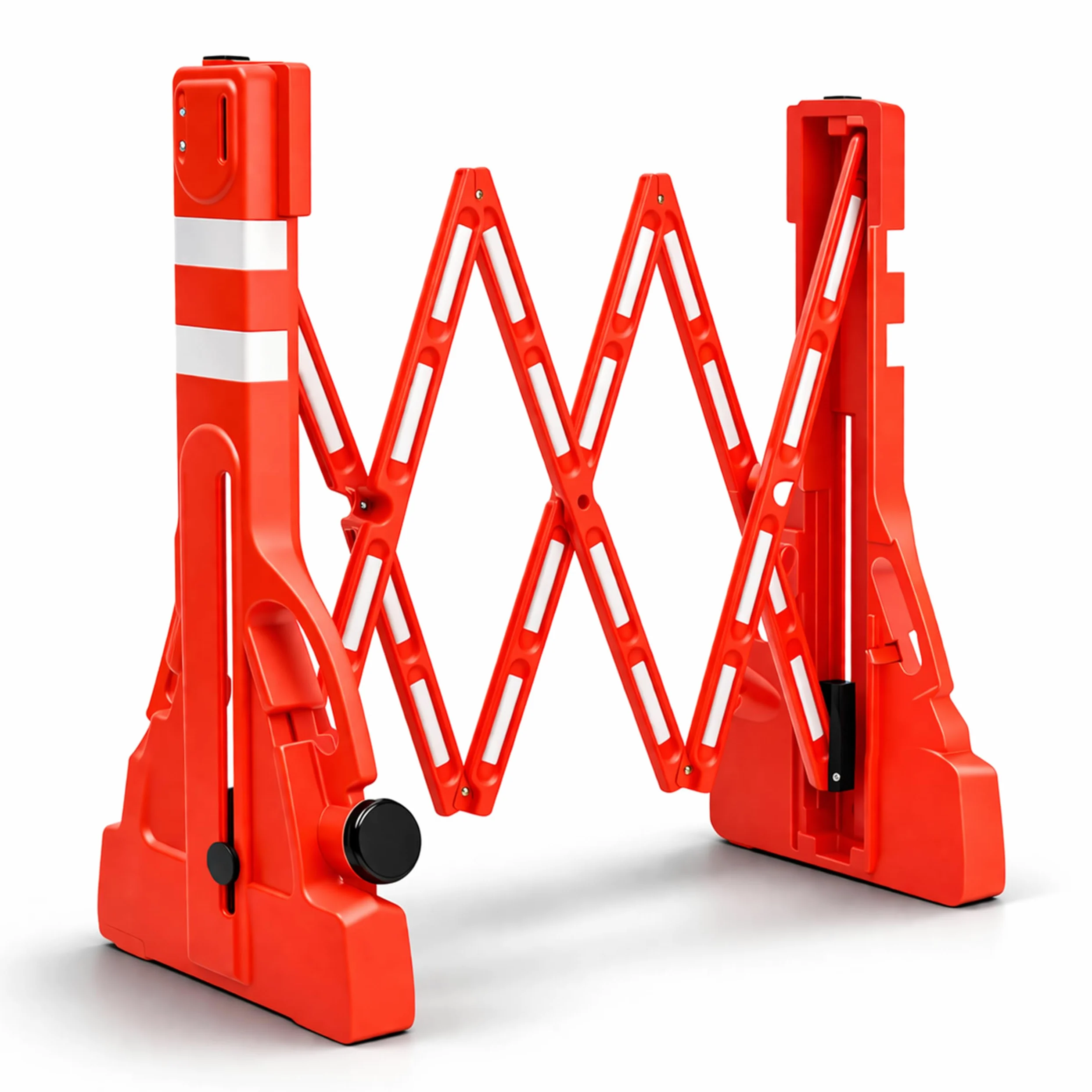 Berry Barrera de seguridad expandible de 2,5 metros, color rojo, barrera de seguridad plegable con tiras reflectantes, barrera de control de multitudes portátil rellenable con agua para almacenes