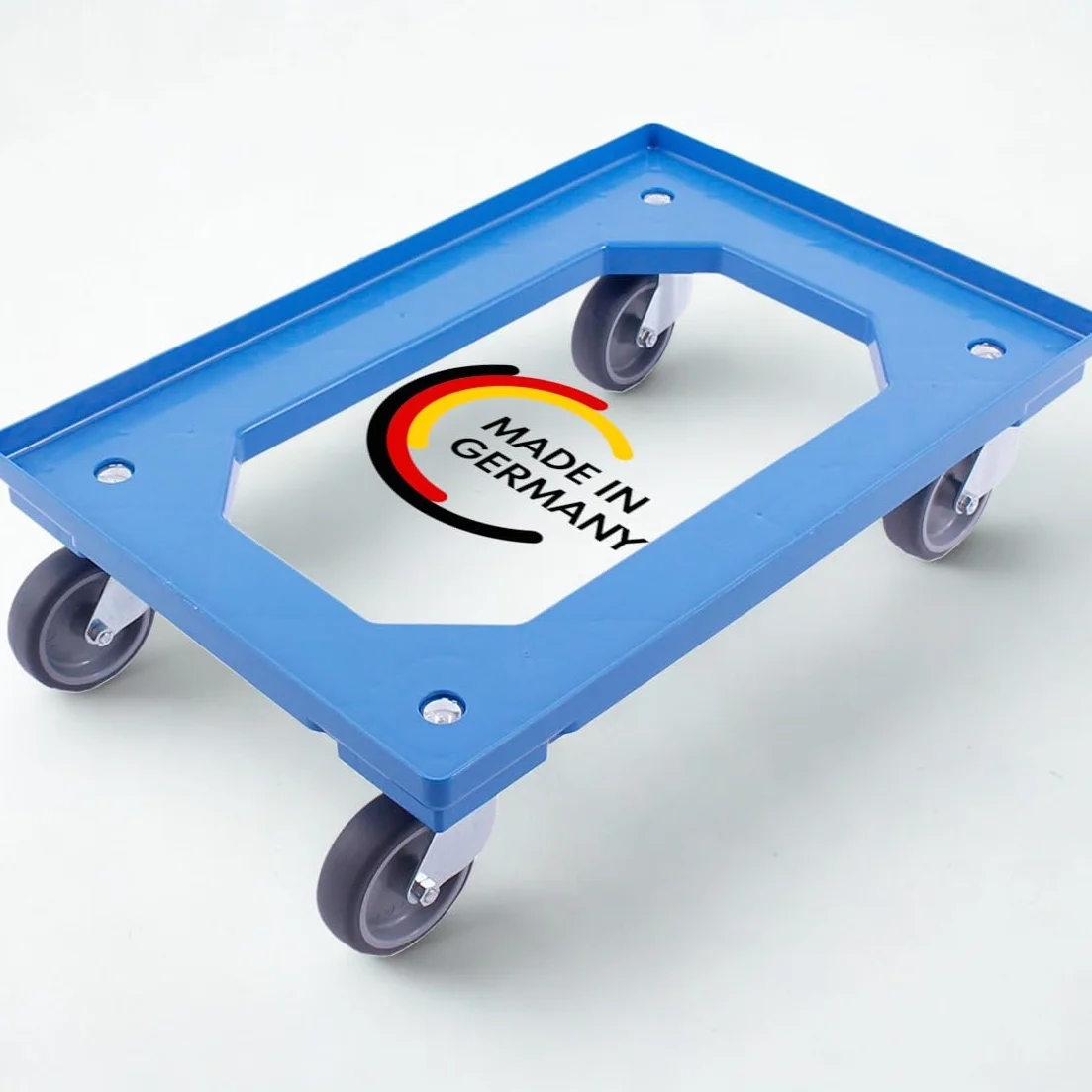 Carro de transporte 60x40 cm plataforma con ruedas carga máxima 300 kg azul