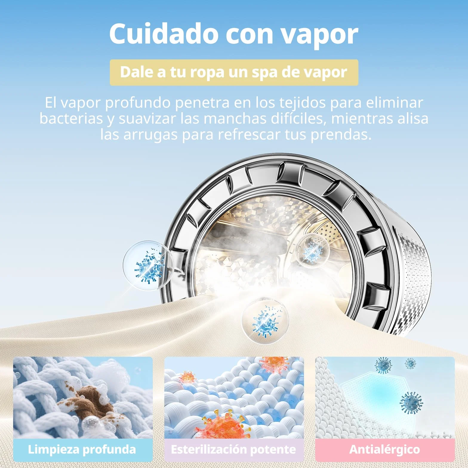 COMFEE' CFP03EW100W-HL Lavadora 10 kg Carga Frontal Clase A Vapor Motor BLDC Panel Táctil Blanco