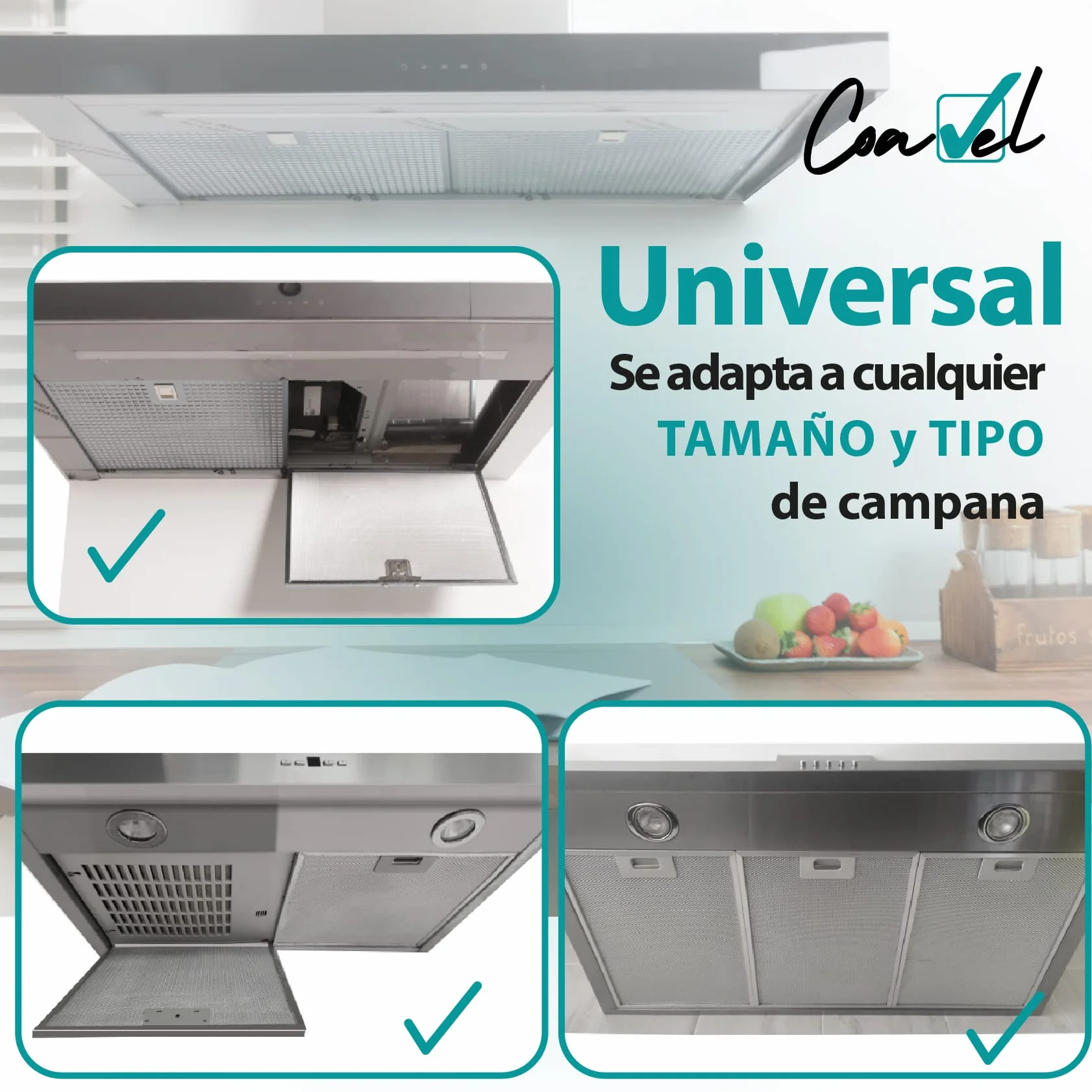 Filtros antigrasa universales de papel 1 mm 45 x 60 cm para campana extractora
