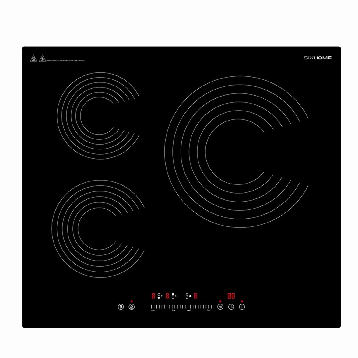 SIXHOME Placa de inducción 60 cm 7200 W 3 zonas Booster control táctil negro SXHPI60N1
