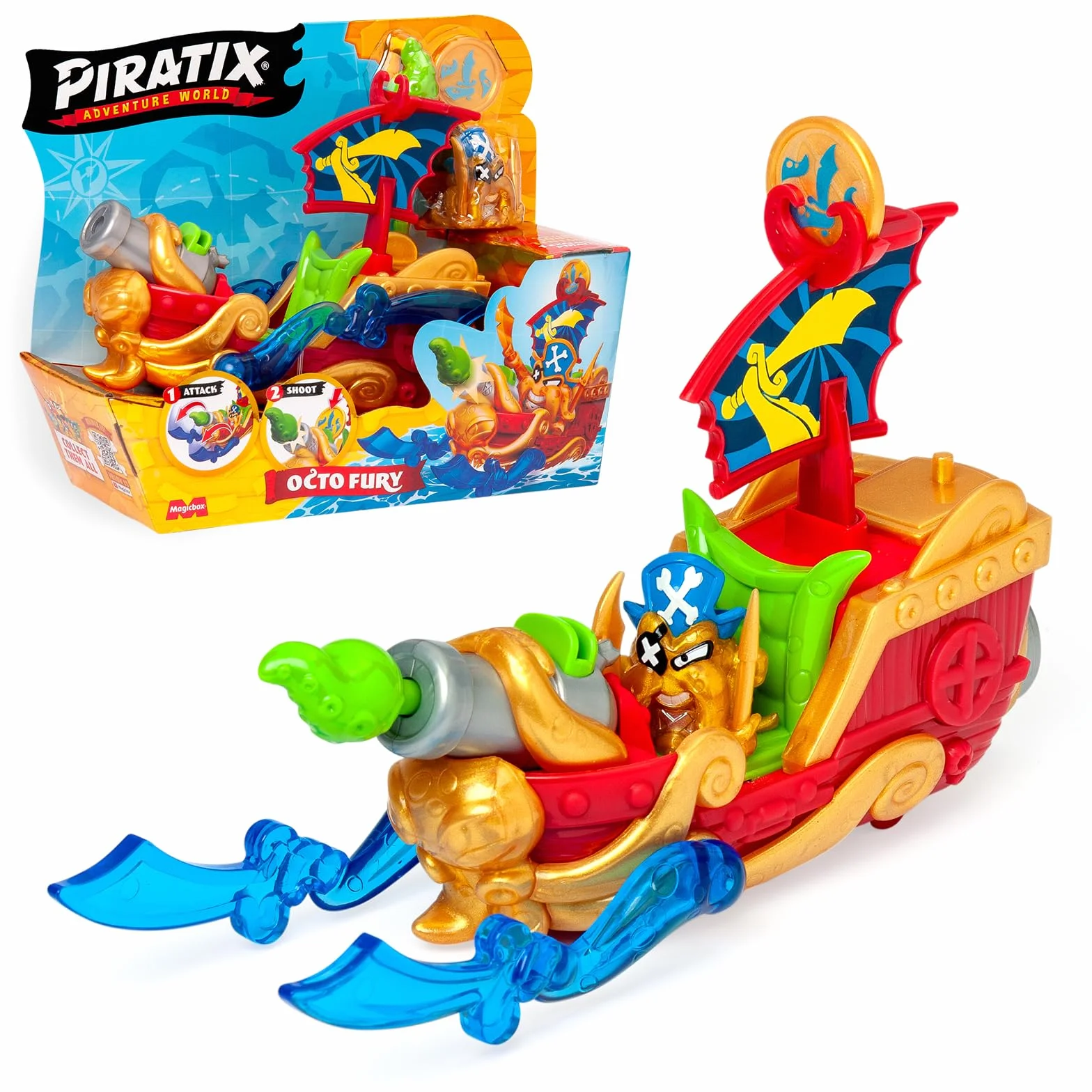 PIRATIX Adventure World Octo Fury Barco Pirata Pulpo con Poderes Ocultos