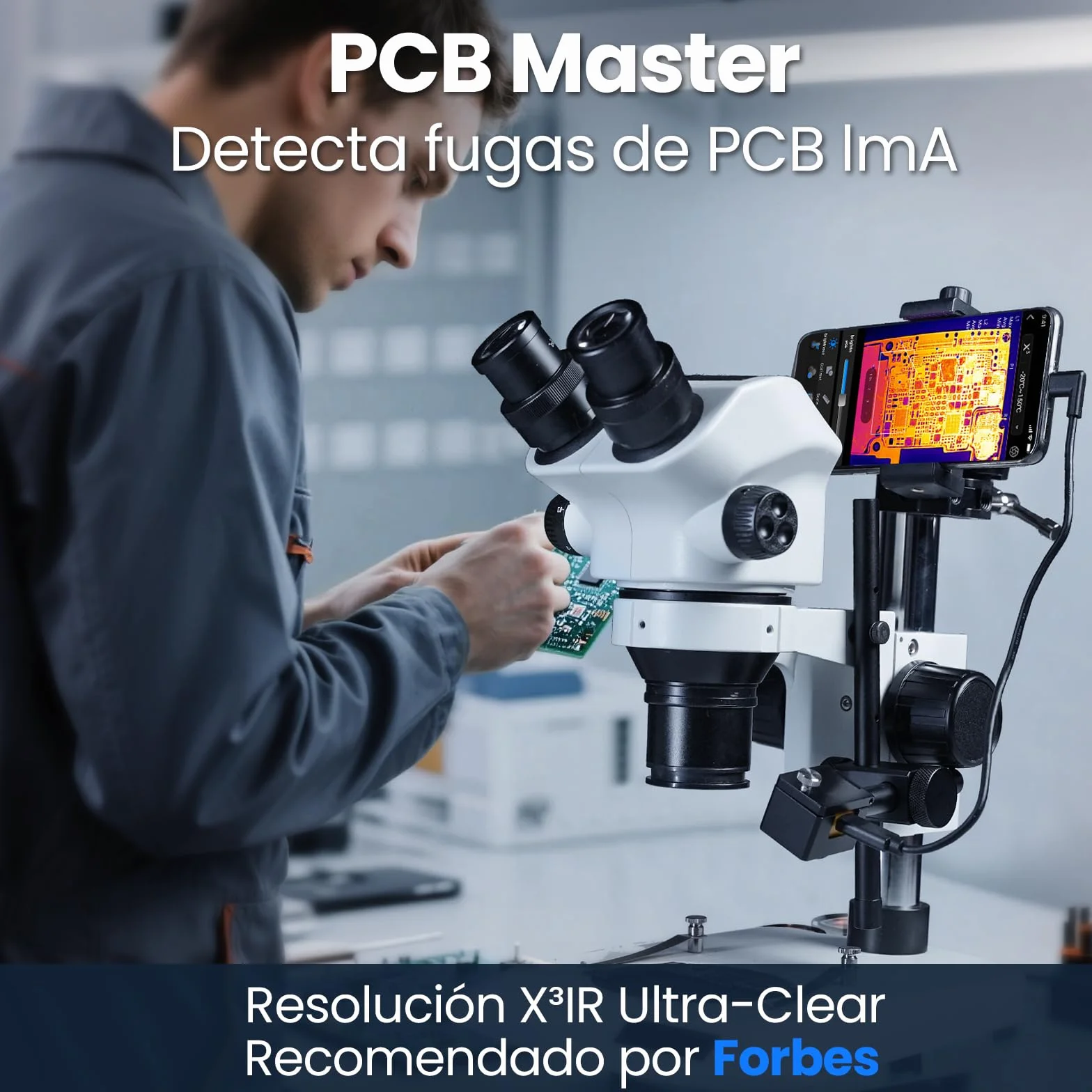 Cámara Termográfica P3 para iPhone y Android, Cámara Infrarroja, Lente Ajustable, Resolución Super IR 512 x 384, -20 ℃ – 600 ℃ Cámara Termográficas para Inspección PCB