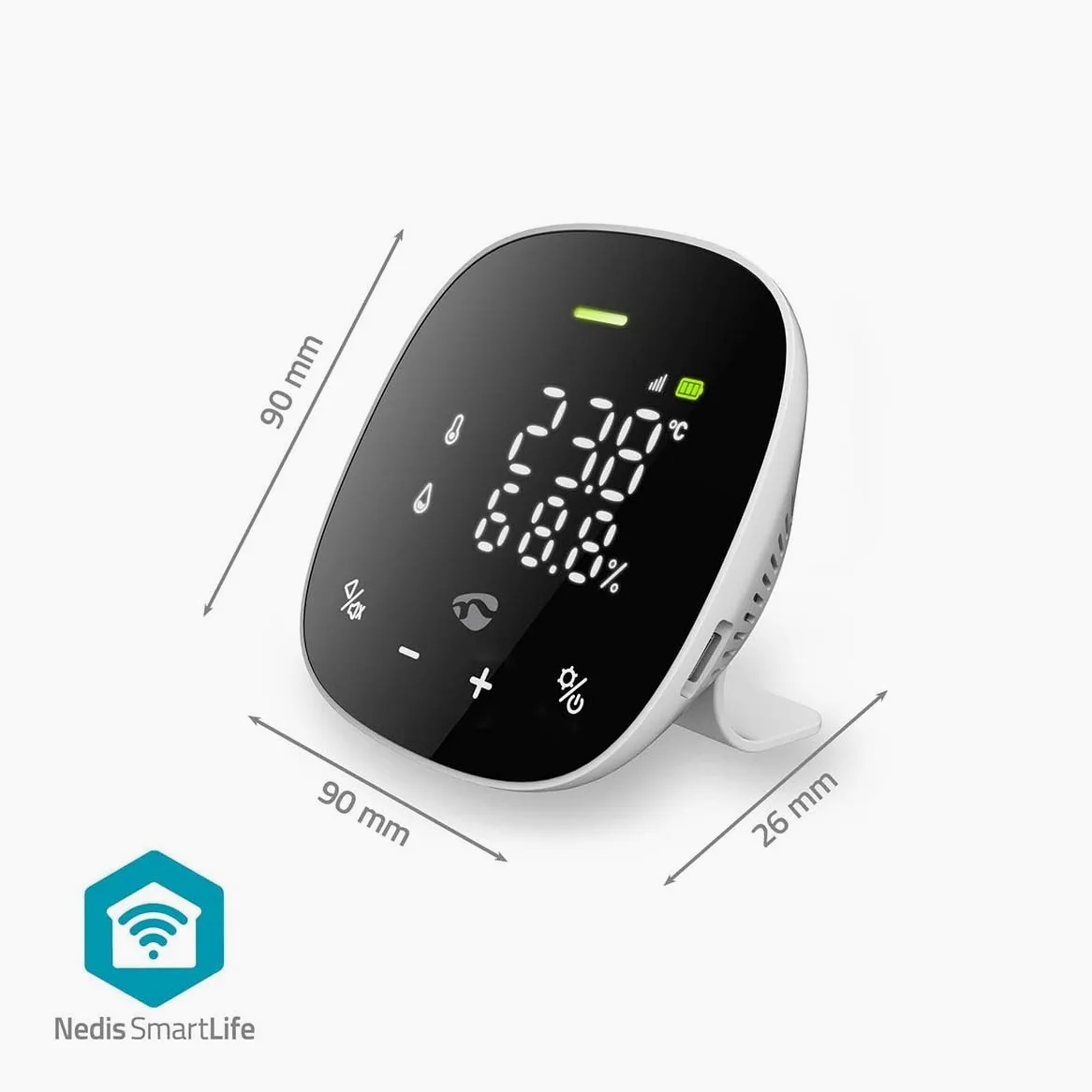 SmartLife Monitor de calidad del aire – Wi-Fi – Incluye pantalla – Dióxido de carbono (CO2) / Humedad/Temperatura – Android/IOS – Negro/Blanco