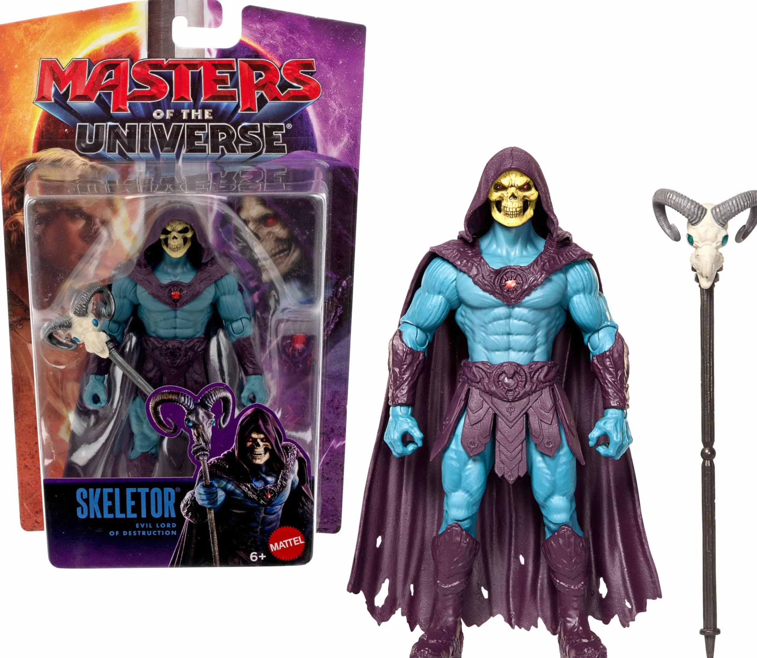 Masters of The Universe Skeletor Figura de Acción Villano 13,97 cm 14 Articulaciones Móviles Báculo Havoc JKH92