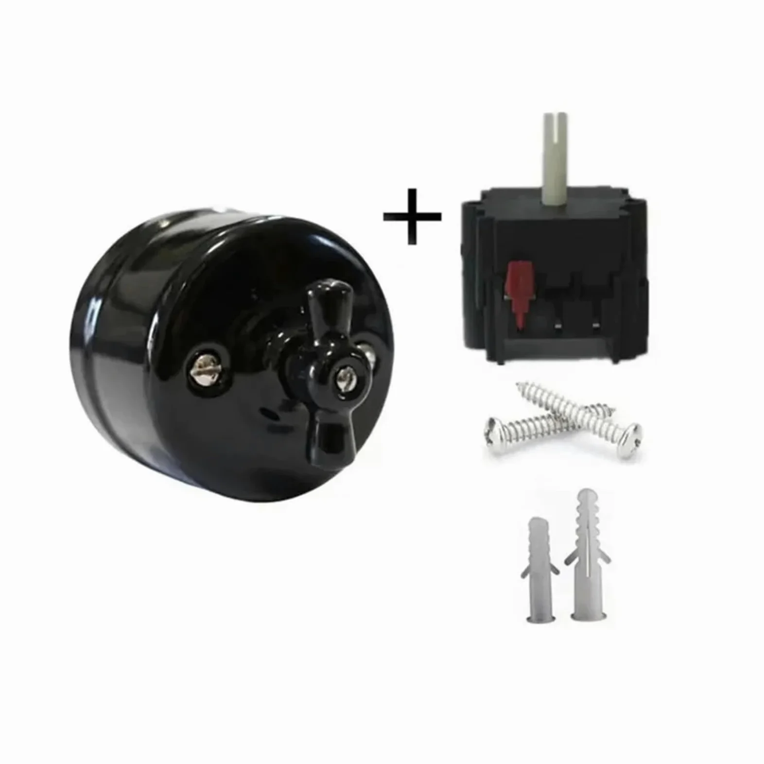 Interruptor giratorio de cerámica for luz de pared, interruptor de perilla de control de 2 vías for mejoras del hogar(Black Switch)