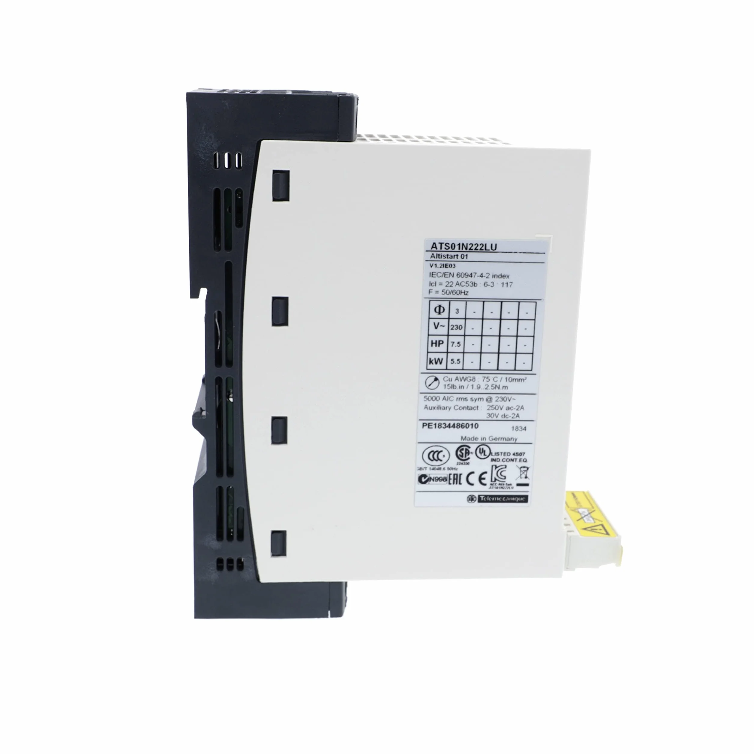 Schneider Electric ATS01N212QN Arrancador Suave ATS-01, 5,5 kW, 12 A, 380-415 V, 3 Fases