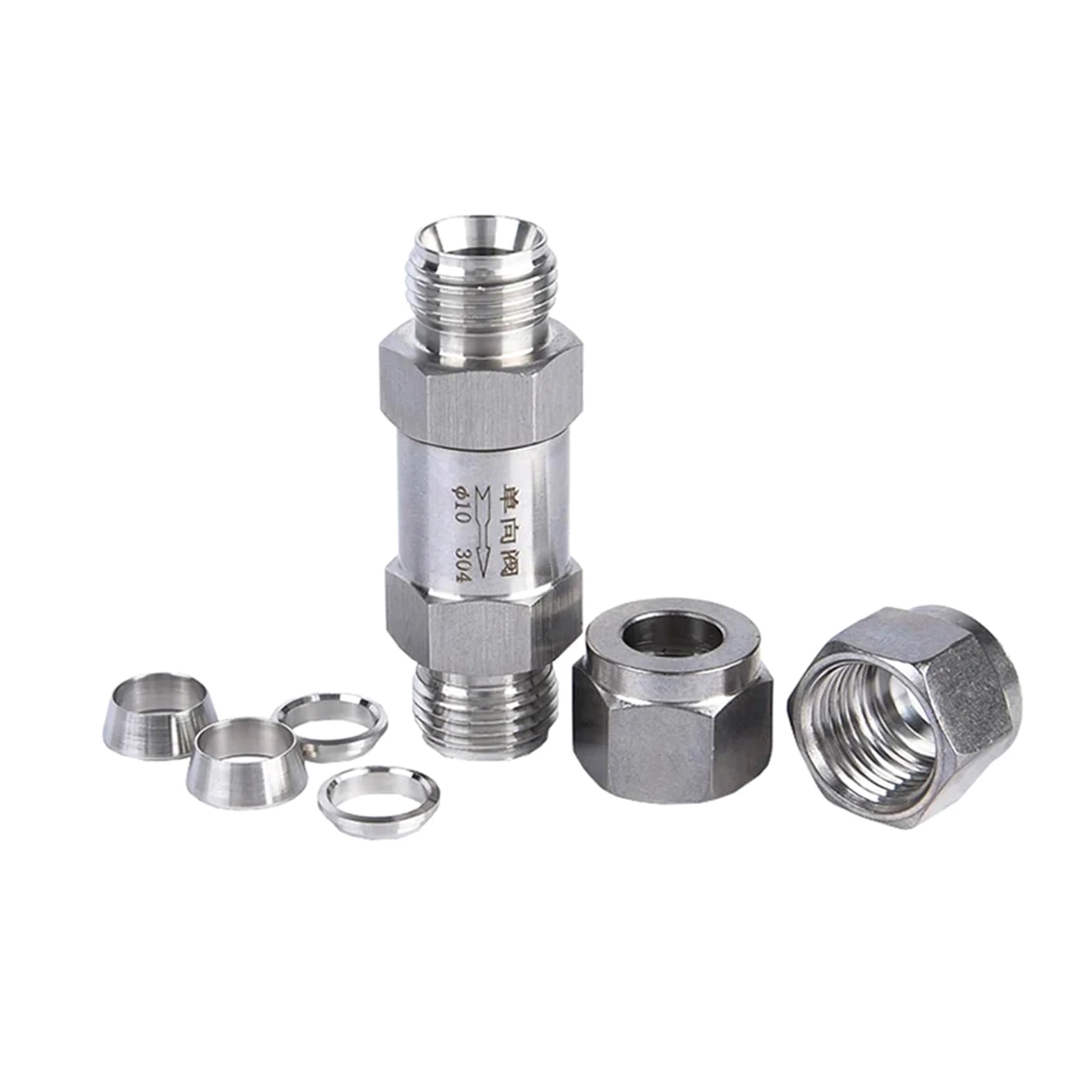 Válvula unidireccional de acero inoxidable 304 con tubo de diámetro exterior de 1/8, 1/4, 3/8 y 1/2 pulgadas, válvula de retención antirretorno, 1 unidad(18mm)