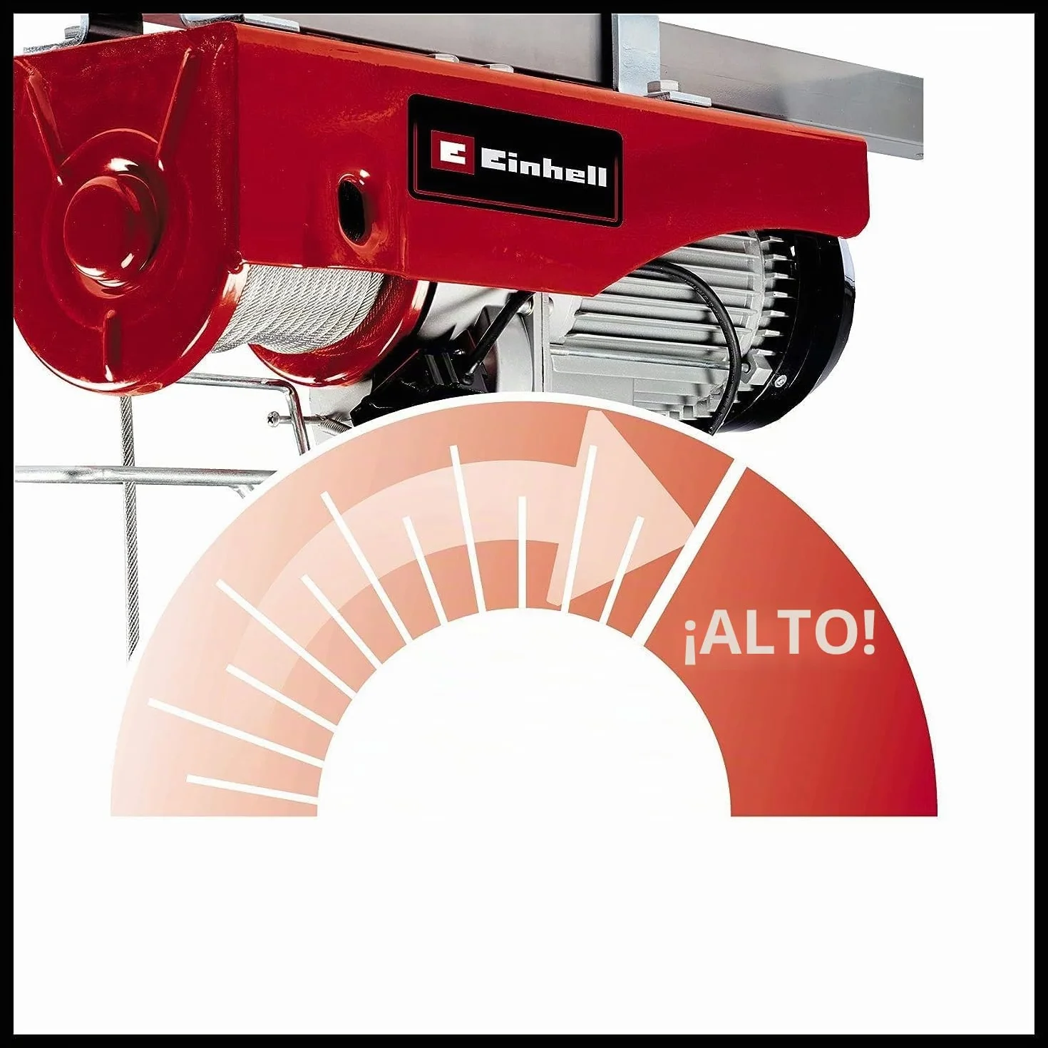 Einhell Elevador de cable TC-EH 1000 (1600 W, hasta 500 kg a 18 m, hasta 999 kg a 9 m, incluye polea guía y barra de seguridad, cable de 18 m y 6 mm de diámetro, 2 abrazaderas dobles para el montaje)