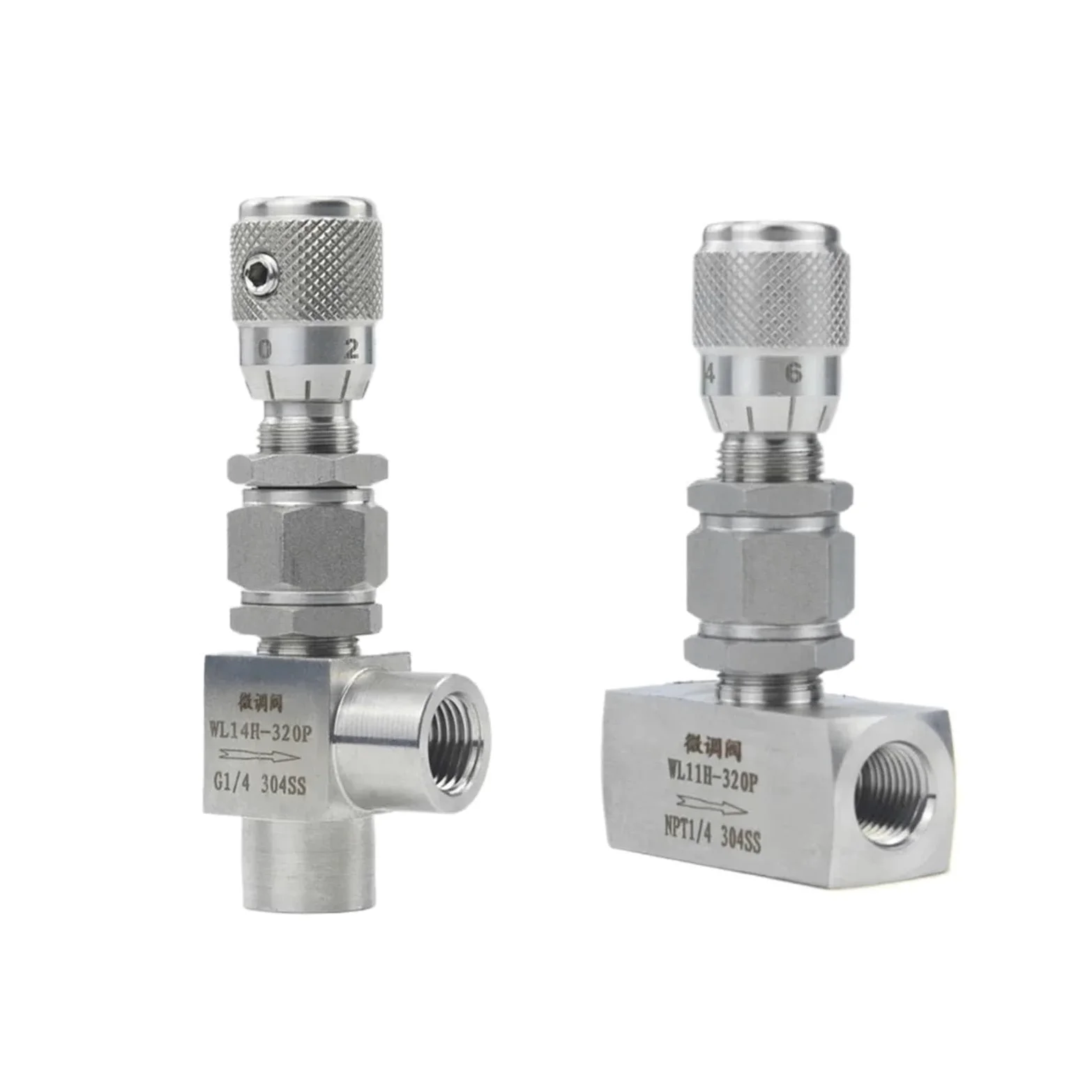 Válvula de aguja recta Válvula de aguja acero inoxidable 1/8", 1/4", 3/8" NPT, 1/2", micromedición, reguladora caudal, controlador for agua, gasóleo(3/8",G THREAD_PRECISION_ELBOW 90)