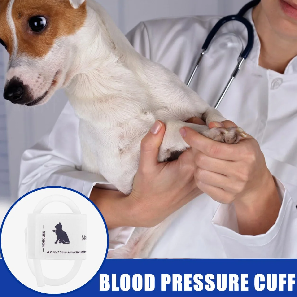 POPETPOP Manguito de presión arterial para animales, tamaño universal, manguito reutilizable de tela no tejida suave para gatos y perros, monitoreo preciso en uso doméstico