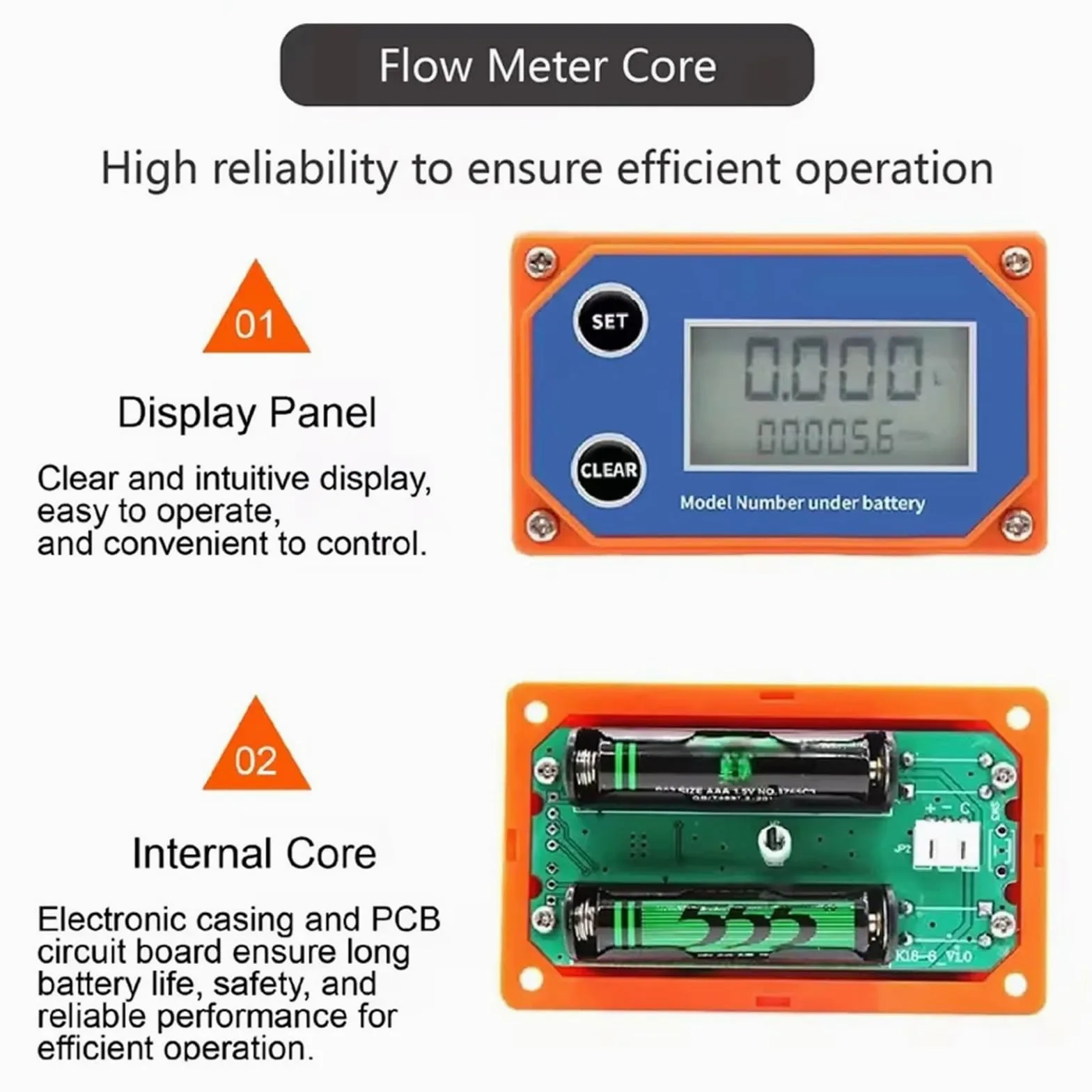 Medidor de Flujo de Agua, Medidor de flujo Digital inteligente, medidor de flujo de acero inoxidable de alta precisión, pantalla LCD, Sensor de flujo de agua for riego de jardines y granjas(DN15)