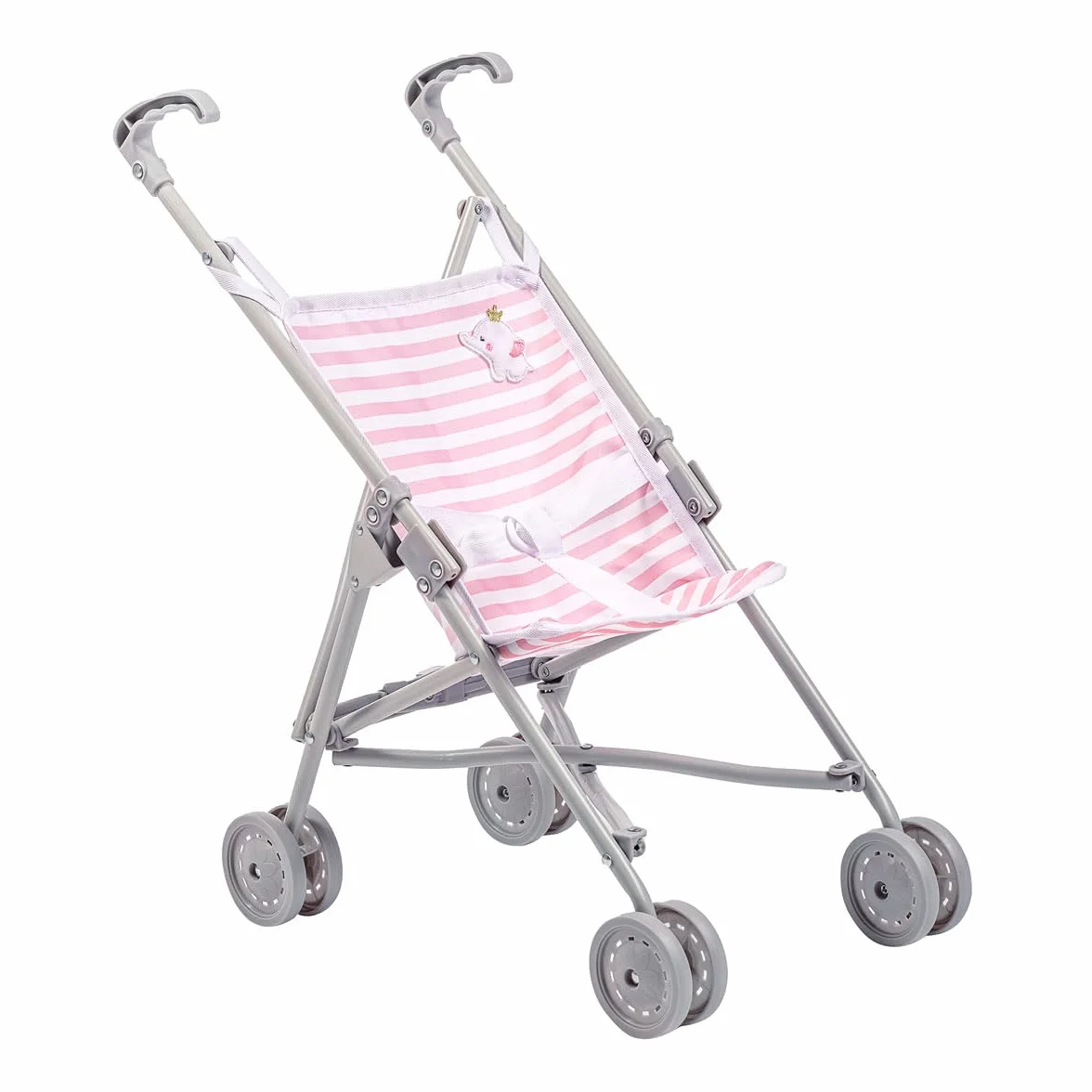 Berenguer Jc Toys Silla de paseo plegable modo paraguas para muñecas 45 cm blanco y azul a rayas decoración elefante +2 años