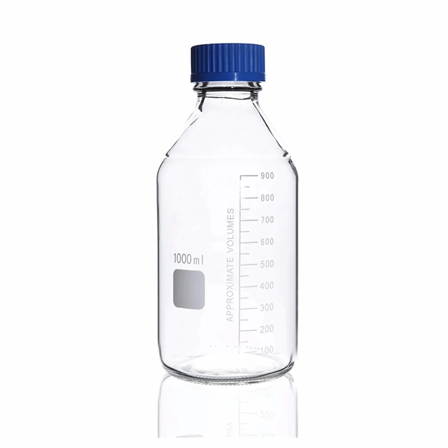 Frasco de vidrio para reactivos de laboratorio, Botella de reactivo de vidrio graduado con tapón de rosca azul, cristalería de laboratorio de 25-1000ml(1000ml Brown Glass)