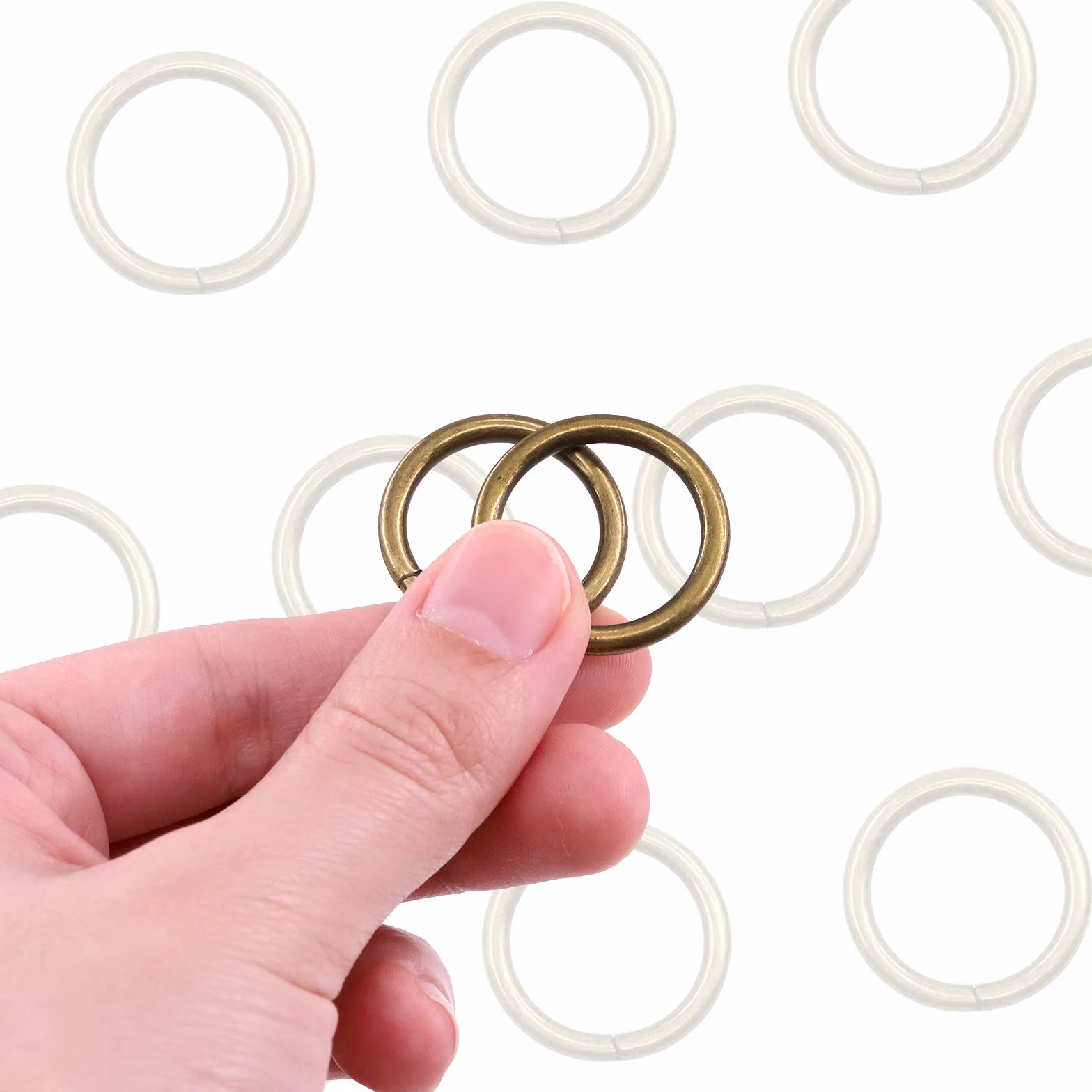 Swpeet 60 anillos de metal 3/4 pulgadas 20 mm bronce multiusos para bolsas de hardware, cinturones y correas para perros