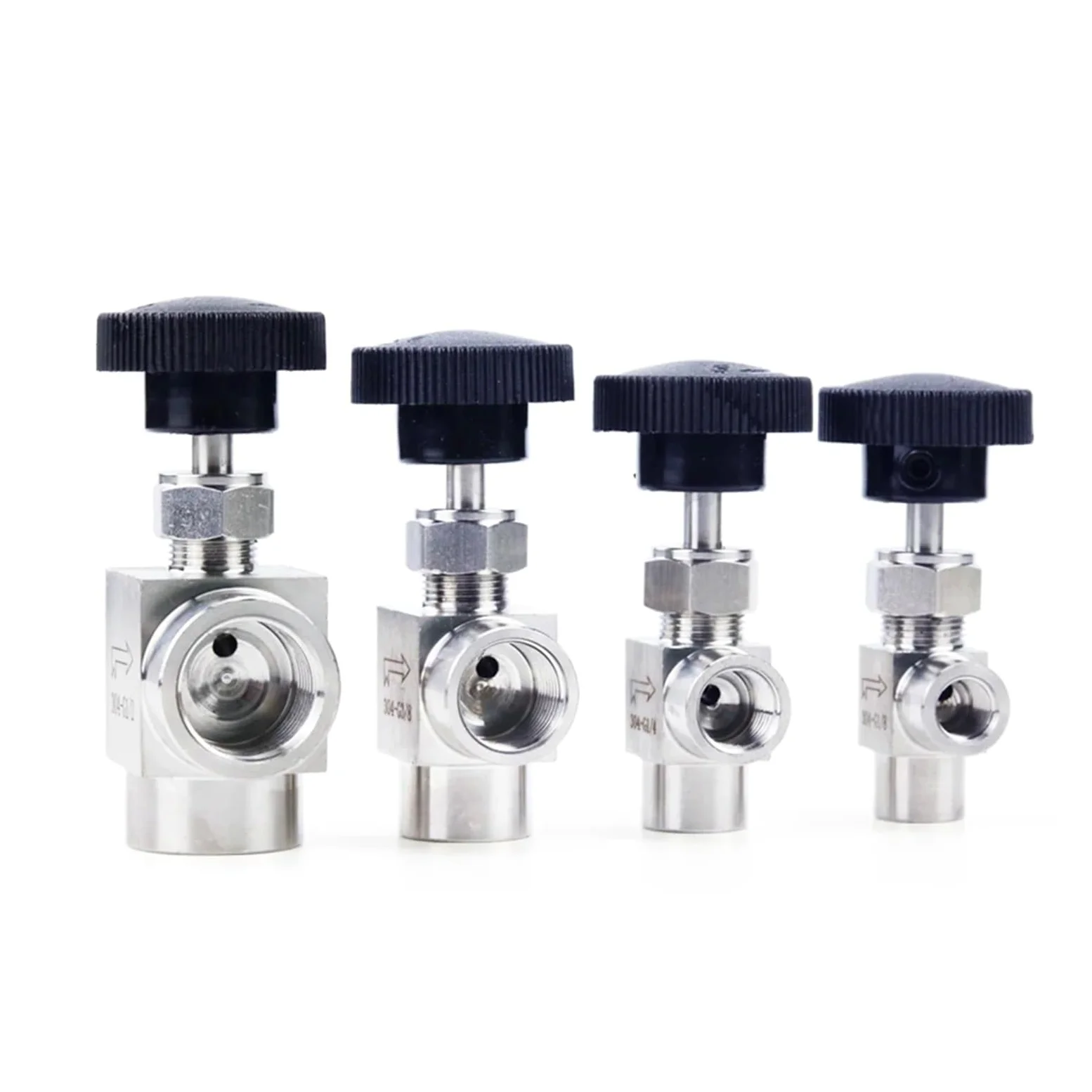 2 uds 1/8 "1/4" 3/8 "1/2" hilo femenino 304 Control de Flujo ajustable de acero inoxidable válvula de aguja de cierre ángulo recto agua Gas(3/8 inch,Straight Type)