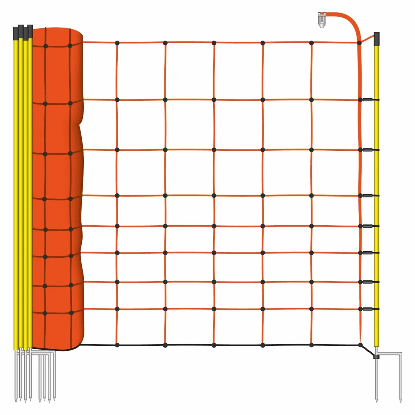 VOSS.farming Malla eléctrica para ovejas, Cabras, Rollo de 50m de Longitud y 108cm de Altura, 14 Postes con Punta Doble y Kit de reparación