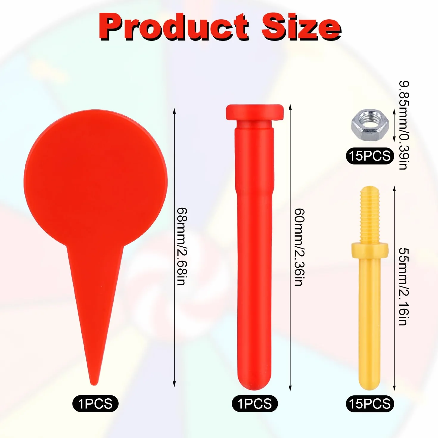 15 Piezas Rueda Giratoria con Puntero, Kit de Accesorios Reutilizables para Ferias, Carnaval, Fiestas