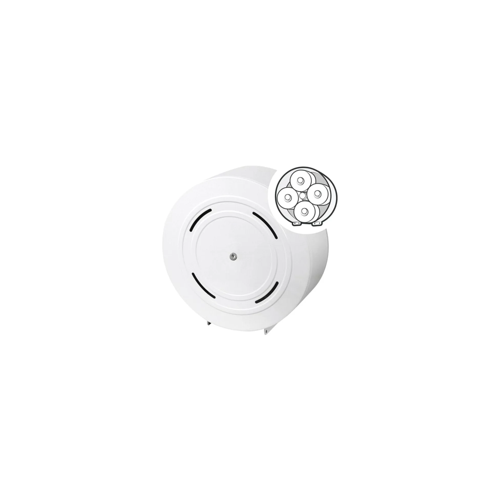 Metal dispensador de papel higiénico Color blanco – para 4 kleinrollen – Se puede cerrar