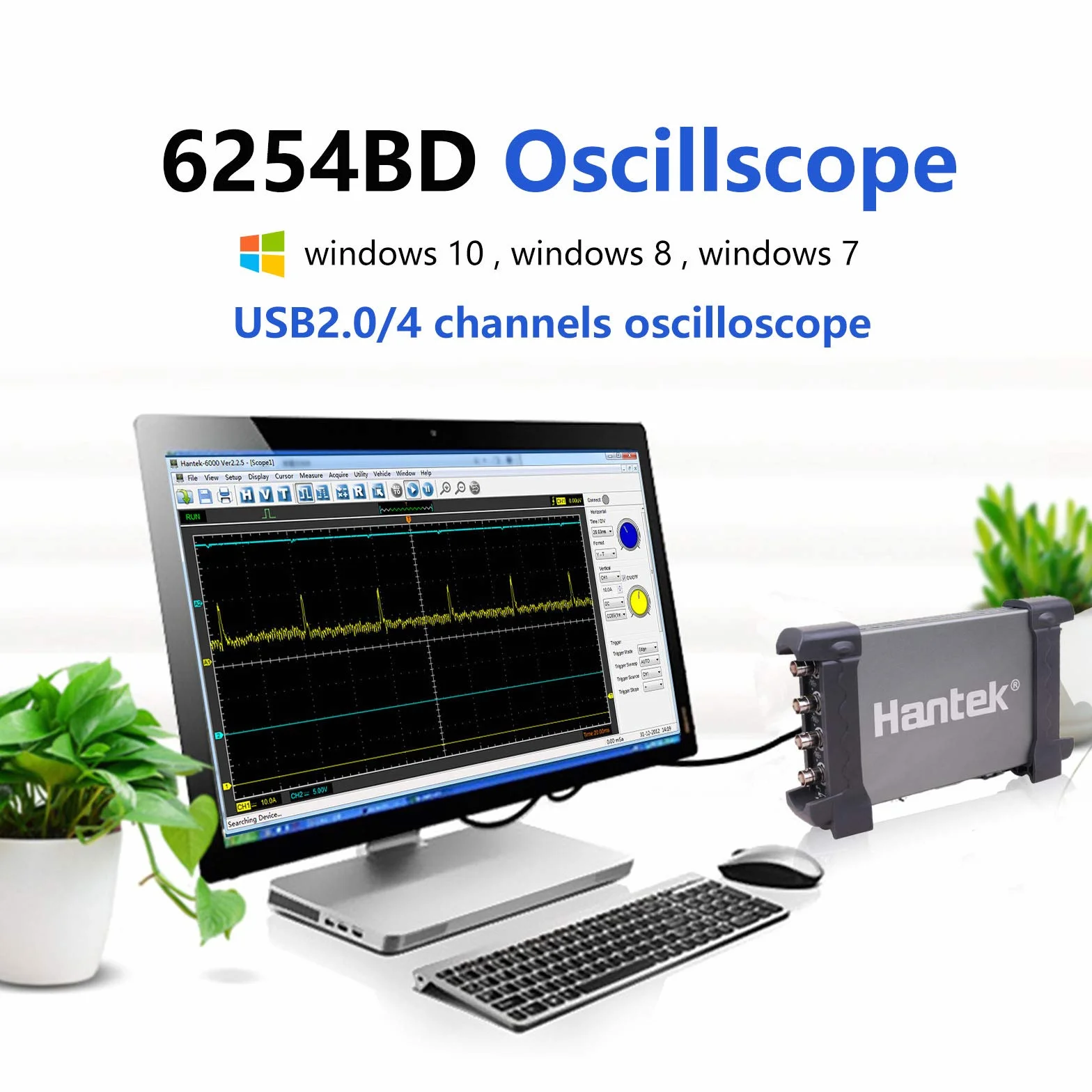 Hantek 6254BD - Osciloscopio digital de almacenamiento USB 250MHz 1GSa/s 4CH forma de onda arbitraria