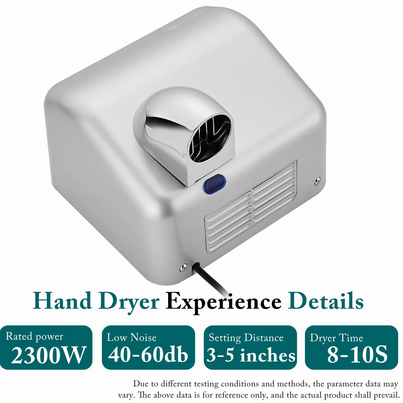 Secador de Manos Comercial, Secador Eléctrico de Pared de Alta Velocidad, 2300W, con Sensor Automático para Baños, Aseos Públicos