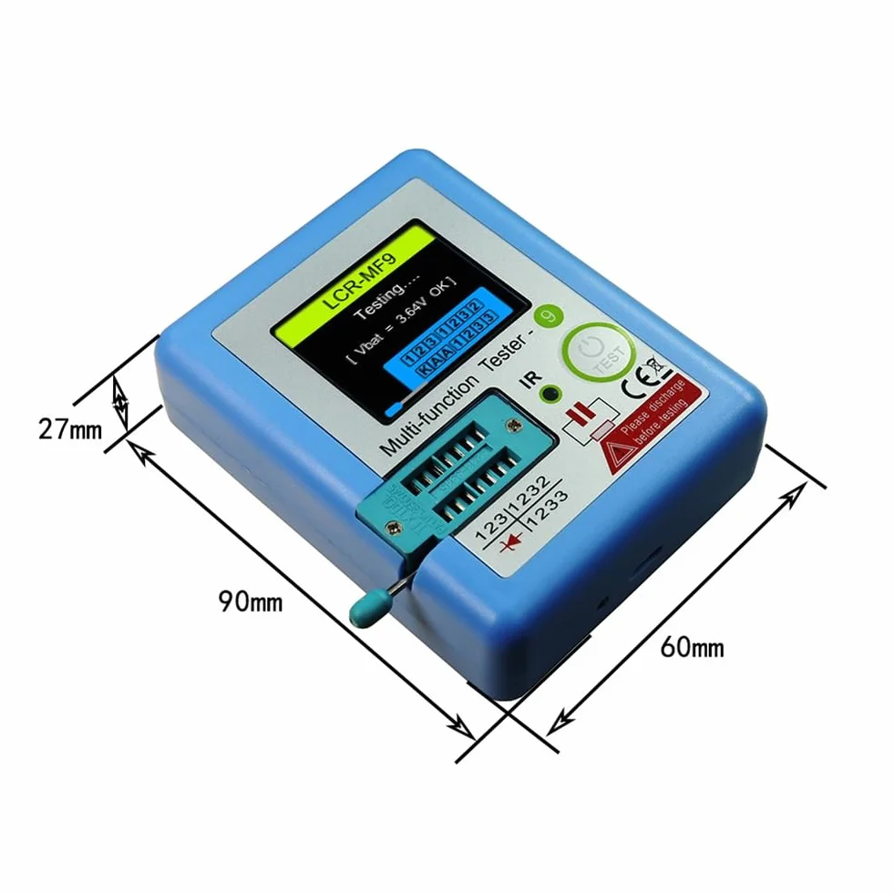 Multímetro con Pantalla LCD TFT LCR-MF9, Comprobador de Transistores, Diodos, Triodo, Condensadores, Resistencias, Medidor de Prueba MOSFET NPN PNP Triac