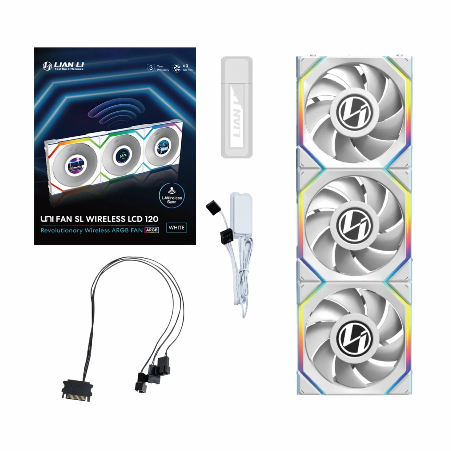 Lian Li Uni Fan Sl Wireless Lcd L?fter Argb Pwm 3eR-Pack Inkl. Controller - 120 Mm (12sllcd1w3w)