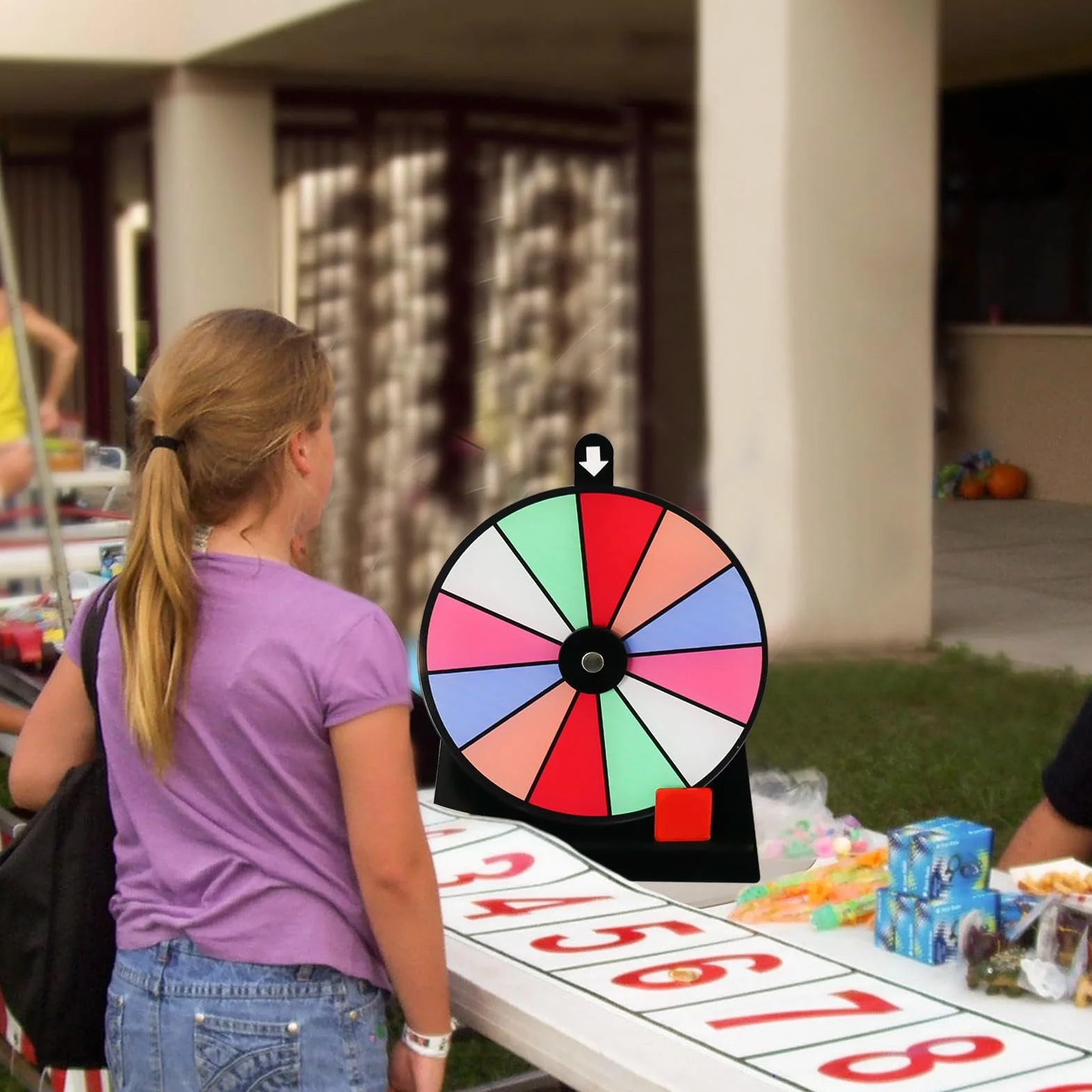 Rueda de premio de ruleta de la fortuna de 12 ranuras con borrado en seco, juego giratorio desmontable antideslizante con soporte para mesa