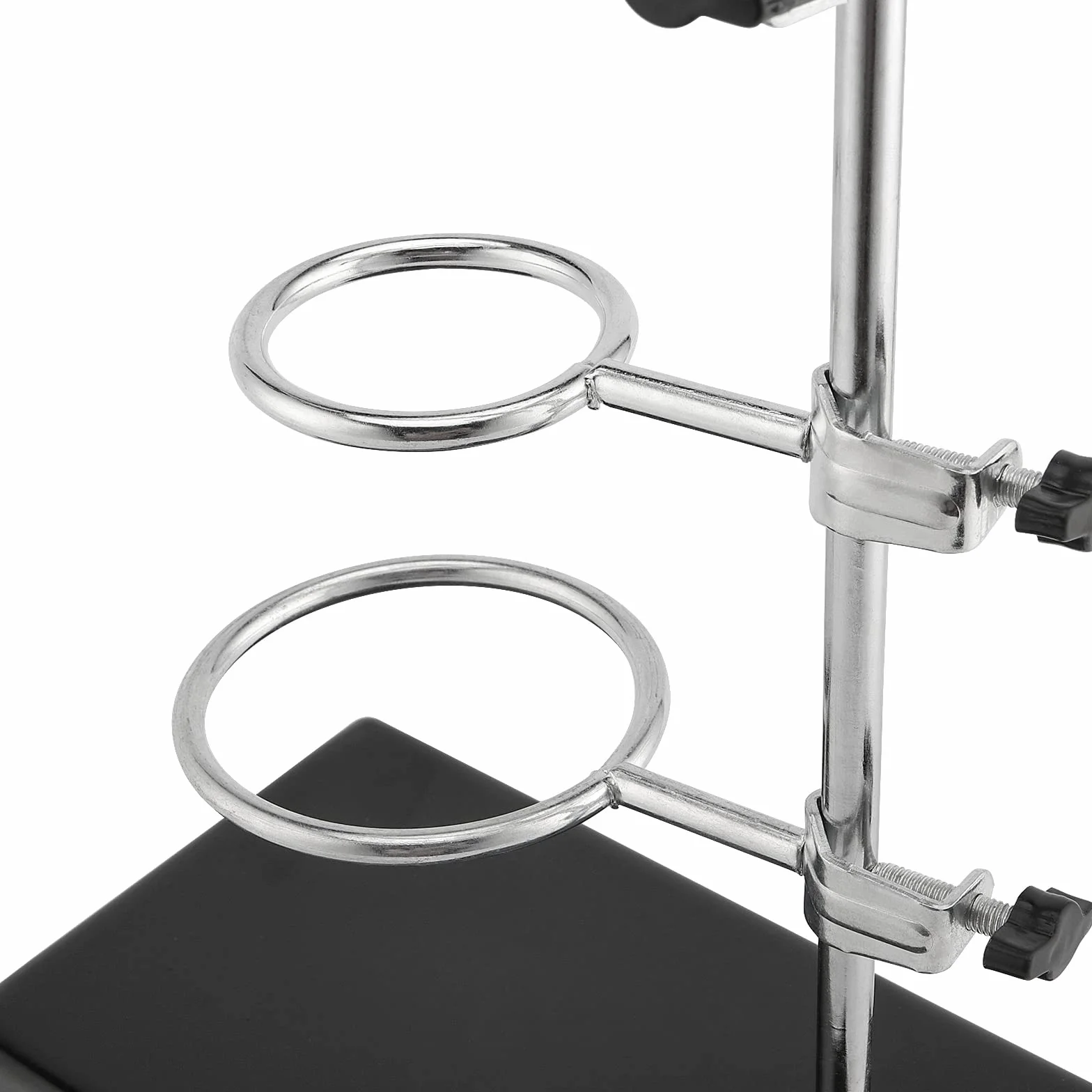 Juego de utensilios de metal de grado de laboratorio, soportes con anillos de retórtica, abrazadera de matraz, abrazadera de bureta, longitud de varilla de 16 pulgadas, soporte de laboratorio y juego