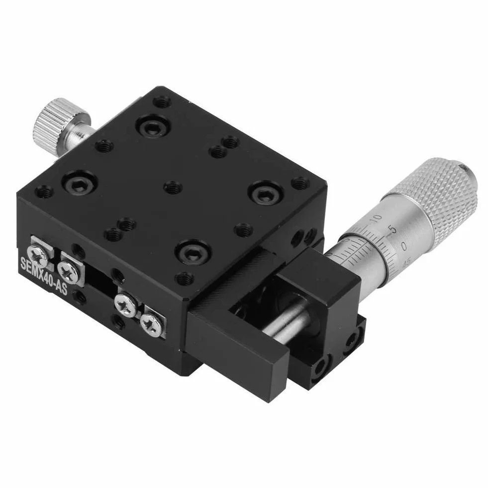 X Etapa lineal 40 x 40 mm Micrómetro Manual Precisión Conversión lineal Plataforma Eje lineal Guía de rodillos cruzados