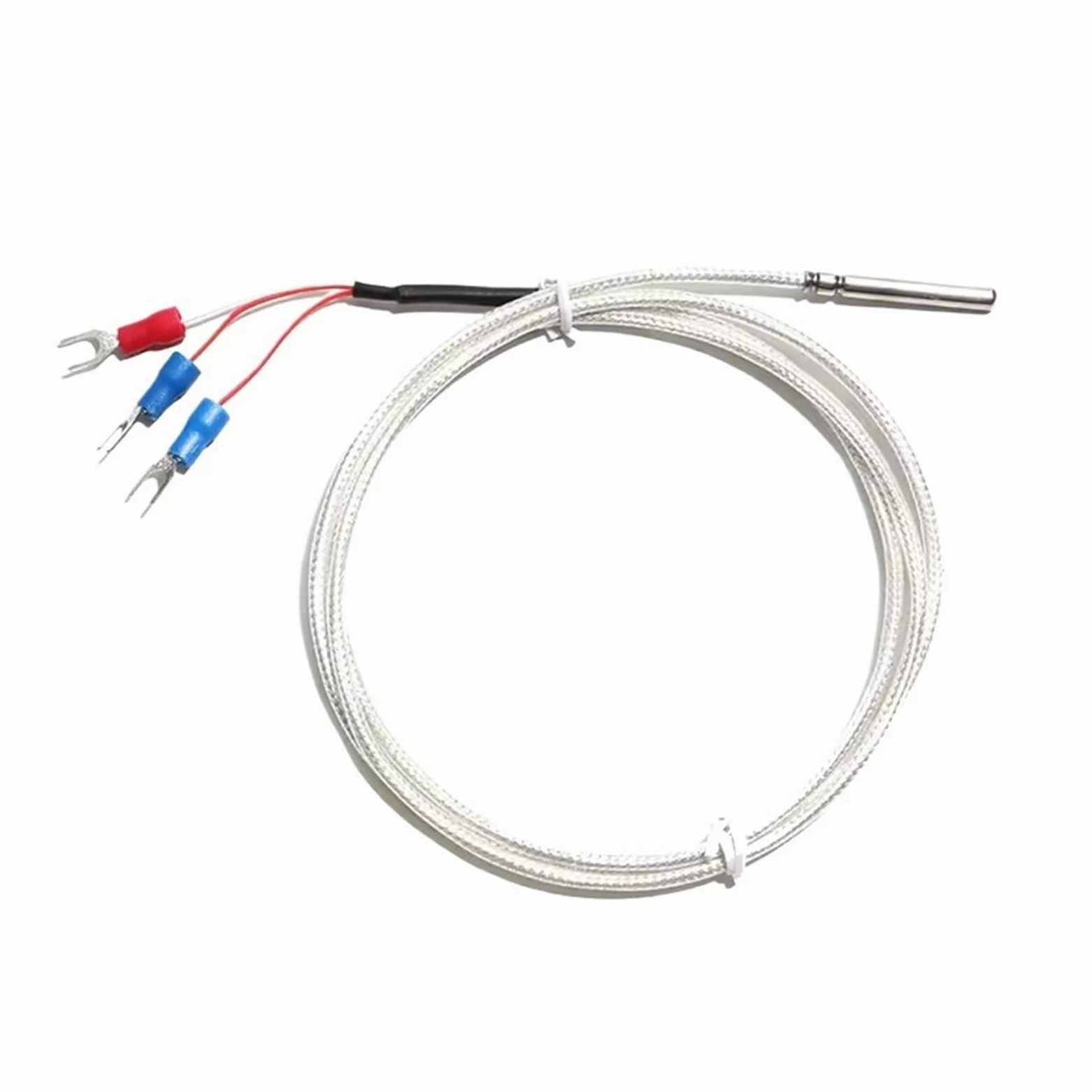 Termistor de sonda de medición de temperatura PT100 termopar 4x30MM con conector de 3 terminales Cable PTFE 1M 2M 3 4 5M(5M Cable Length,B Level 0.3mm)