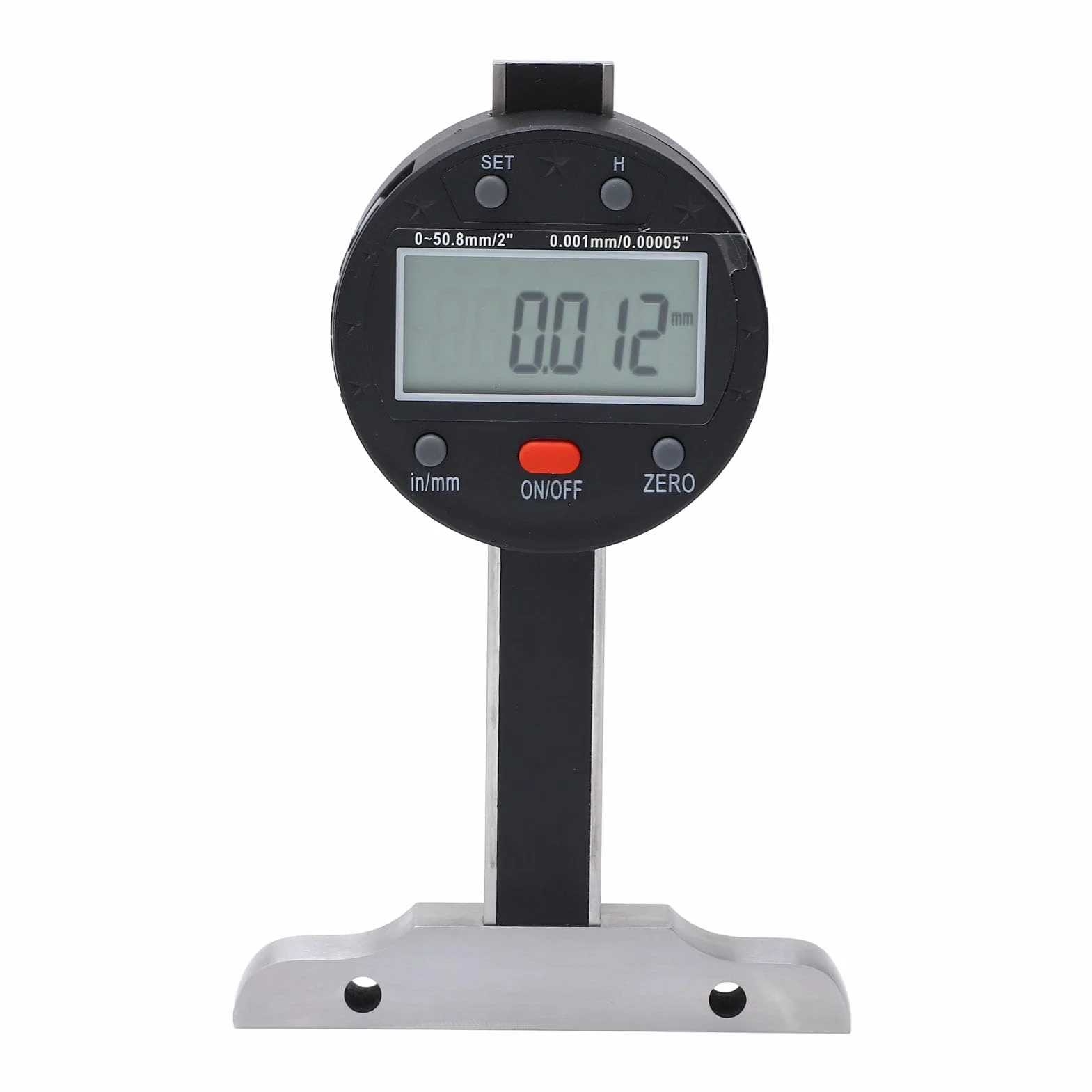 Medidor de profundidad digital LCD 0-50,8 mm USB base de acero aleado