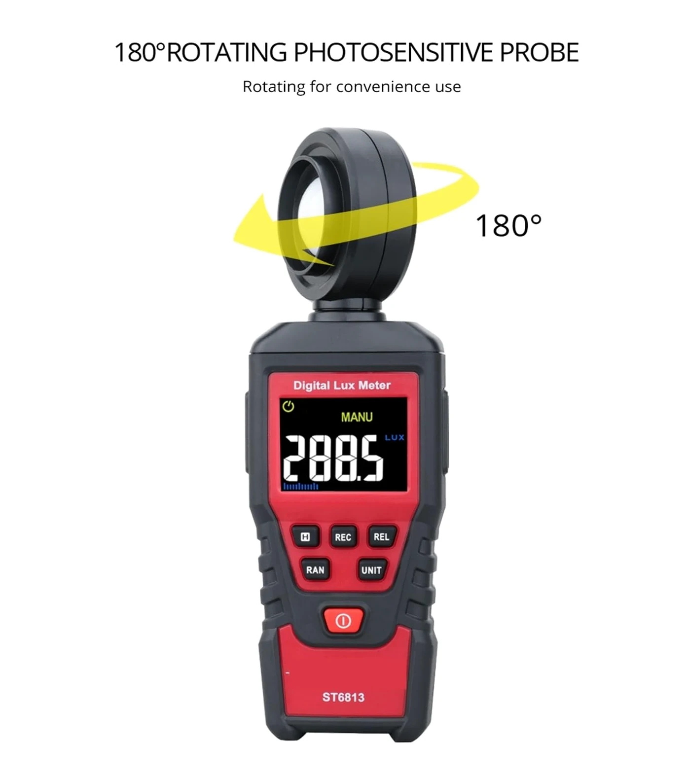 Fotómetro digital, luxómetro, comprobador de luz, espectrómetro fotográfico, detector luminosidad portátil, 1 a 200 000, pantalla LCD,Alta precisión