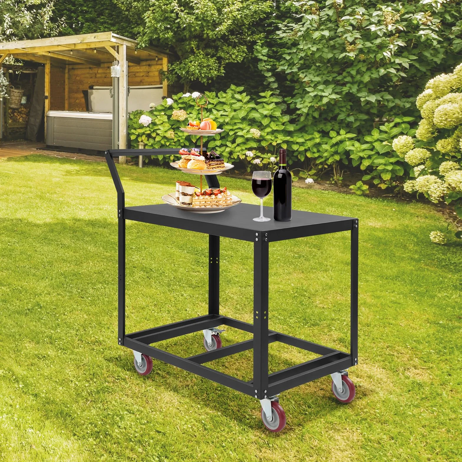 Mesa de trabajo con ruedas 350 kg carga banco de acero carrito industrial carro de transporte pesado 4 ruedas 2 frenos