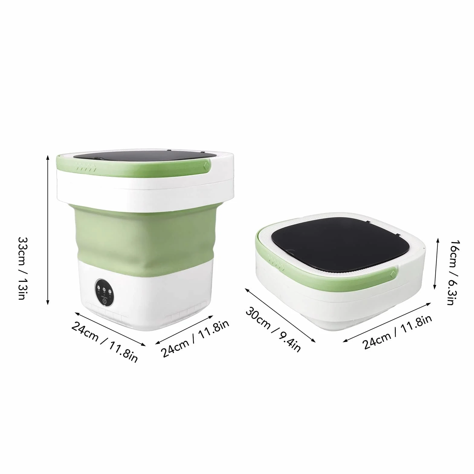 Lavadora Portátil Plegable con Centrifugado, Mini Lavadora Verde