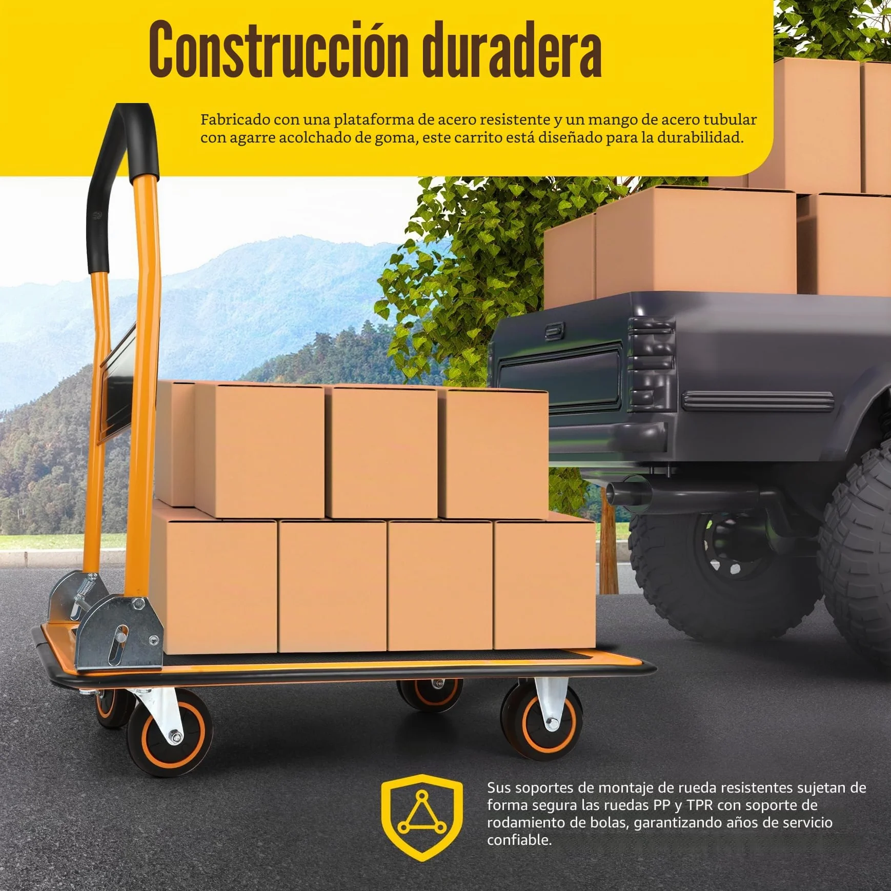 MaxWorks 80876 Plataforma Plegable para camión con Plataforma móvil, 149,68 kg Capacidad de Peso con Ruedas giratorias