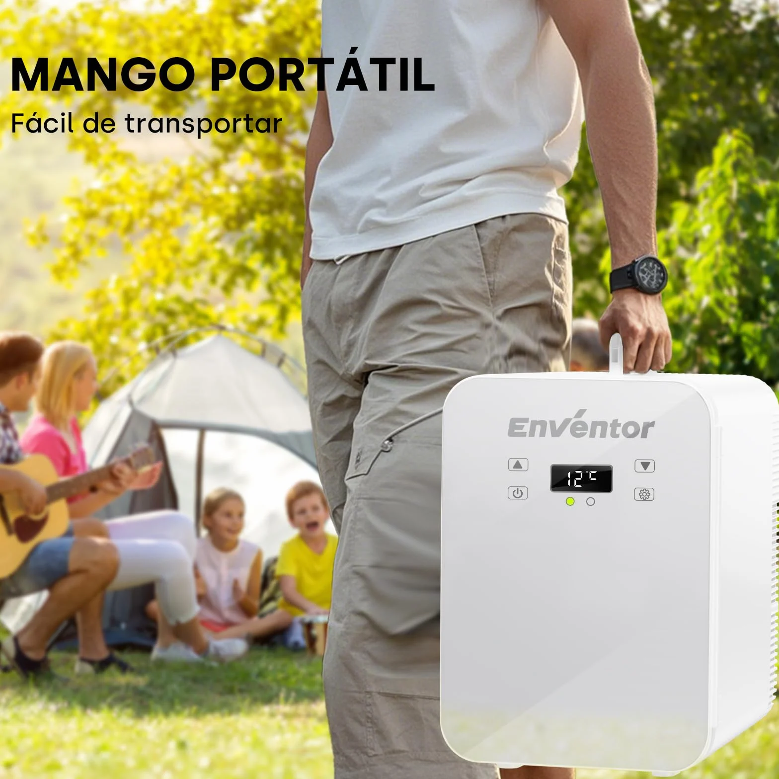 Enventor Nevera Pequeña Portátil 10L Blanco, Mini Frigorífico Frío y Calor 12V/220V, Pantalla LCD