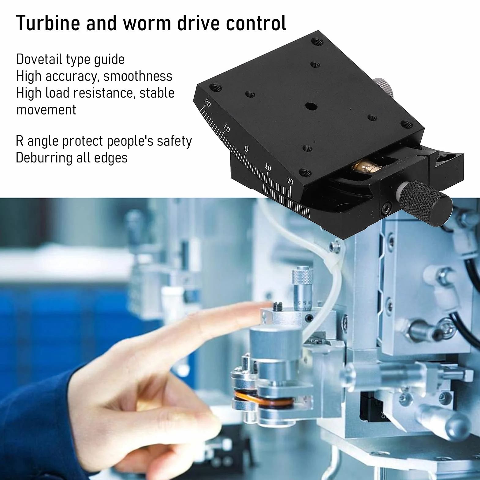 Etapa lineal de Sunicon, goniómetro Turbine Dovetail Fine Manual Platform 60x60 mm para equipos ópticos, dispositivos de medición