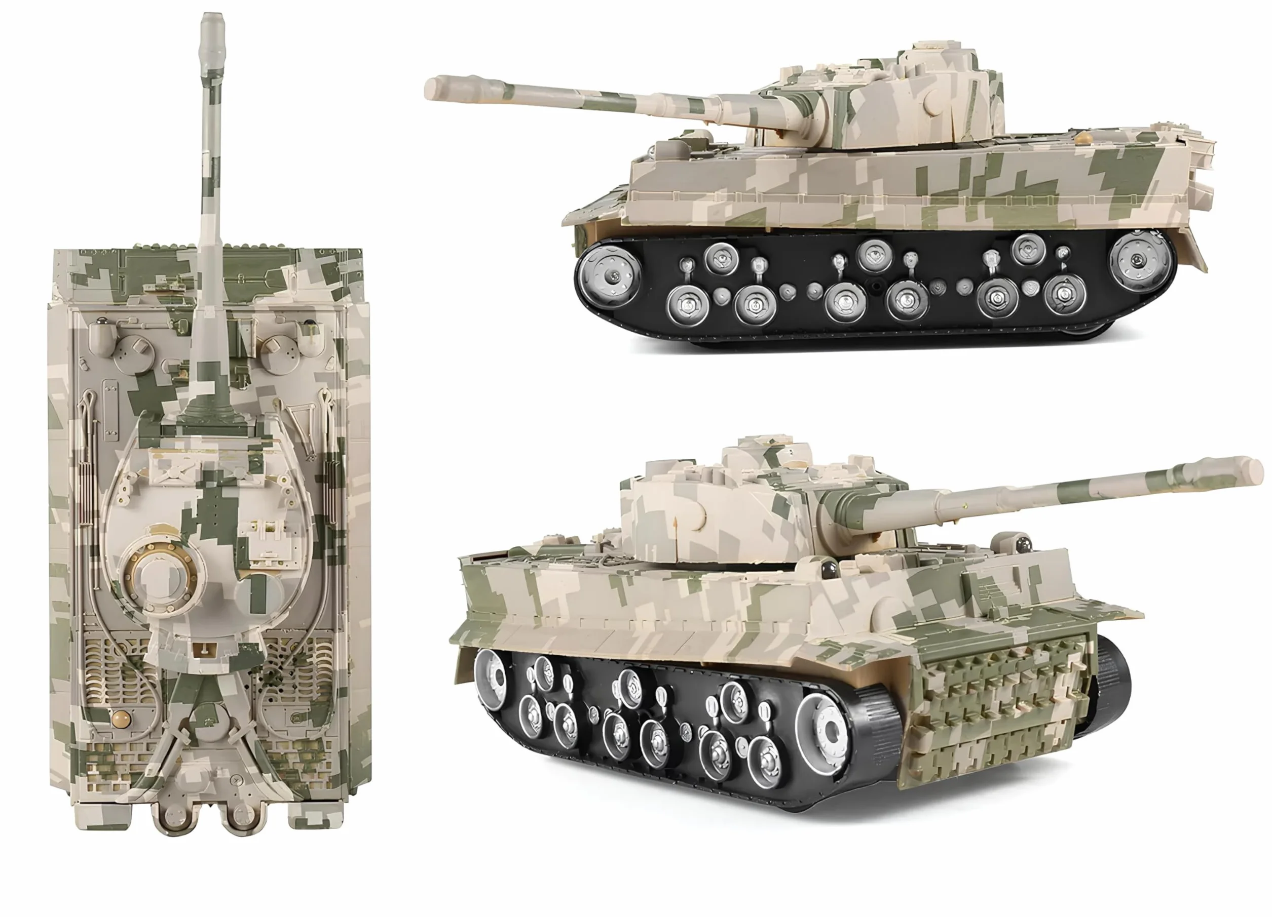 Tanque Teledirigido Militar Grande 28 cm con Luces y Efectos Sonoros, Torre Giratoria 360° Battle Tank RC