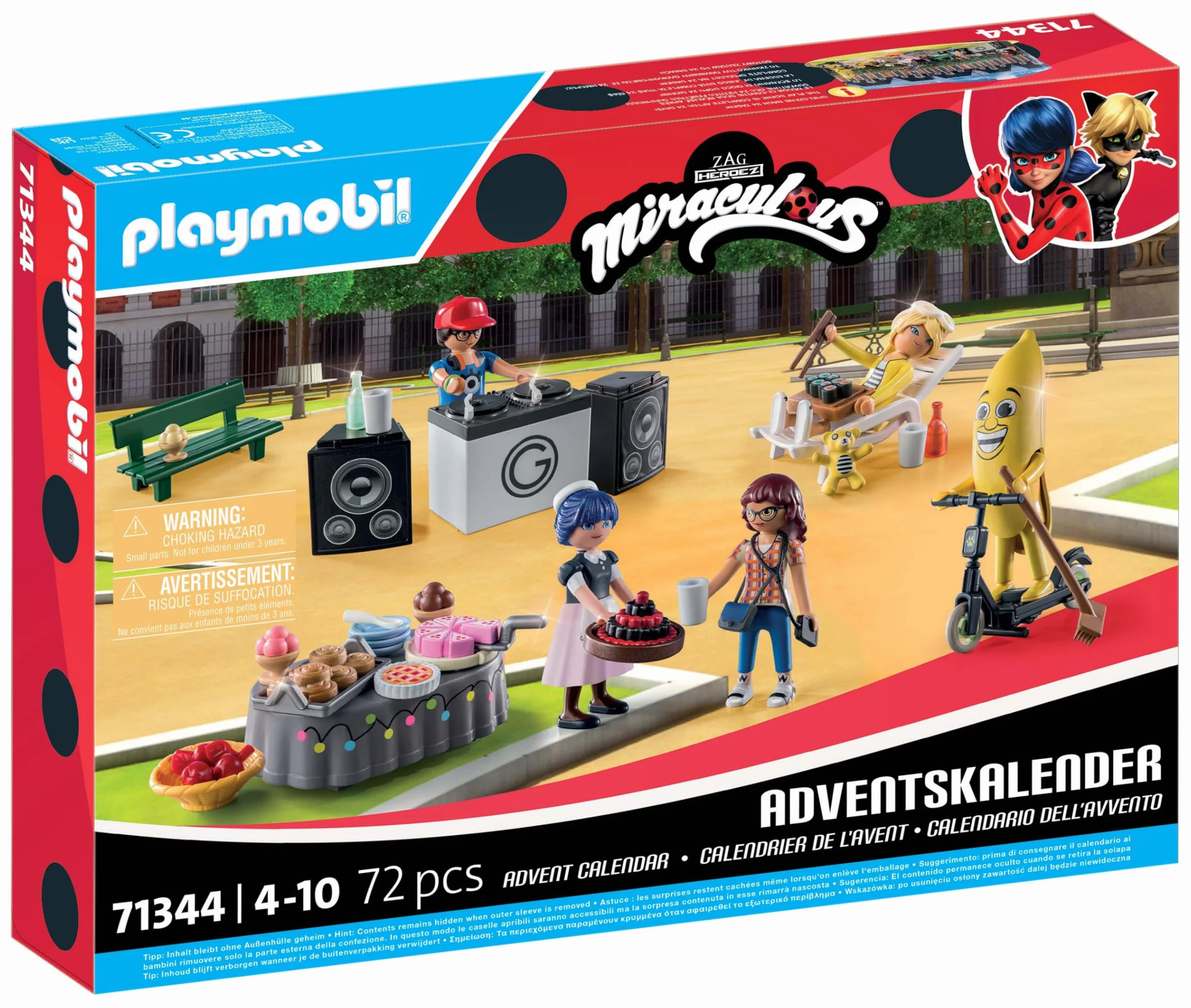 PLAYMOBIL Miraculous 71344 Calendario de Adviento: Pícnic en París, 24 sorpresas, 5 Figuras, Juguetes para niños y niñas 4+